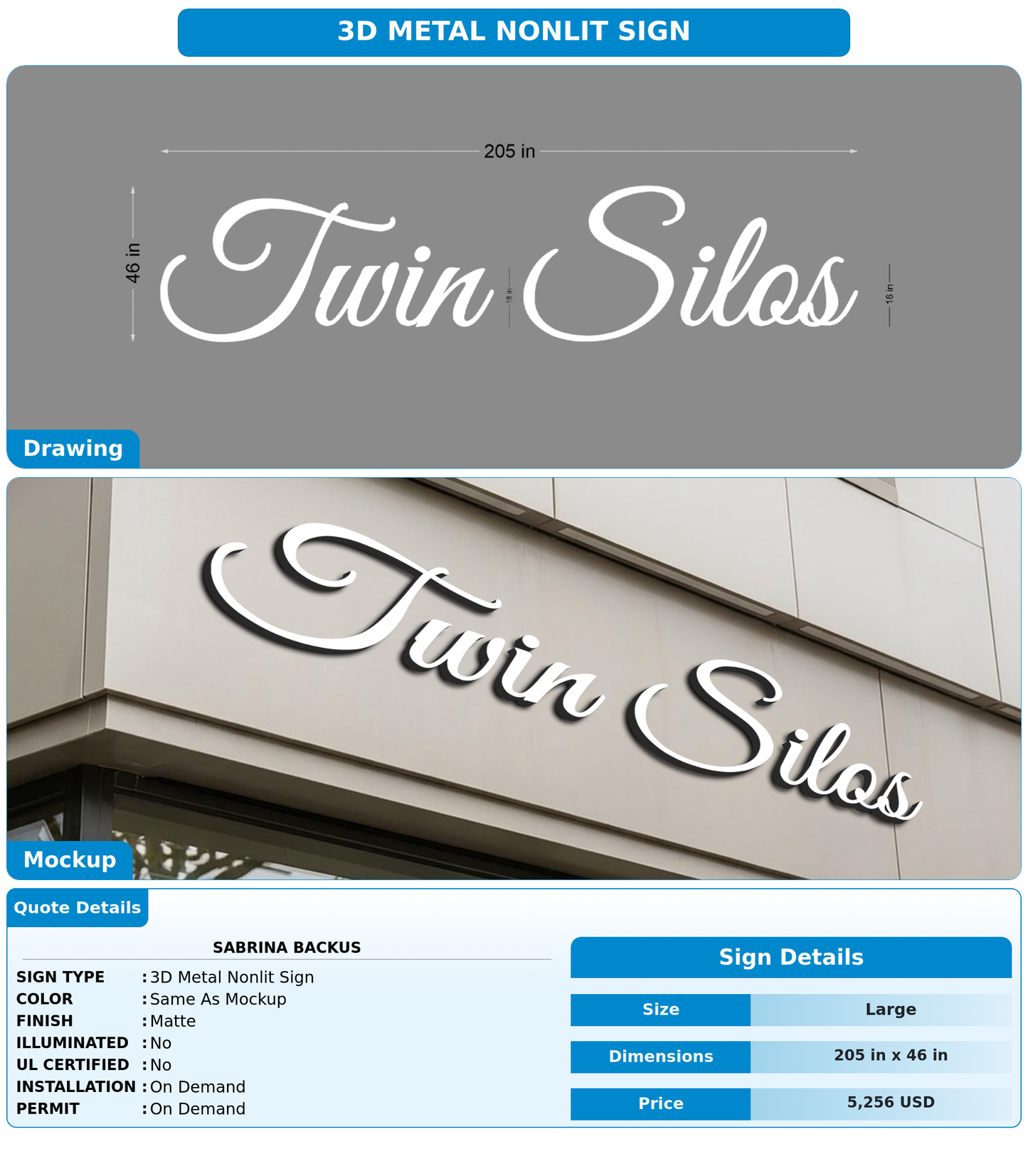 CUSTOM MOCKUP SIGN FOR Sabrina Backus