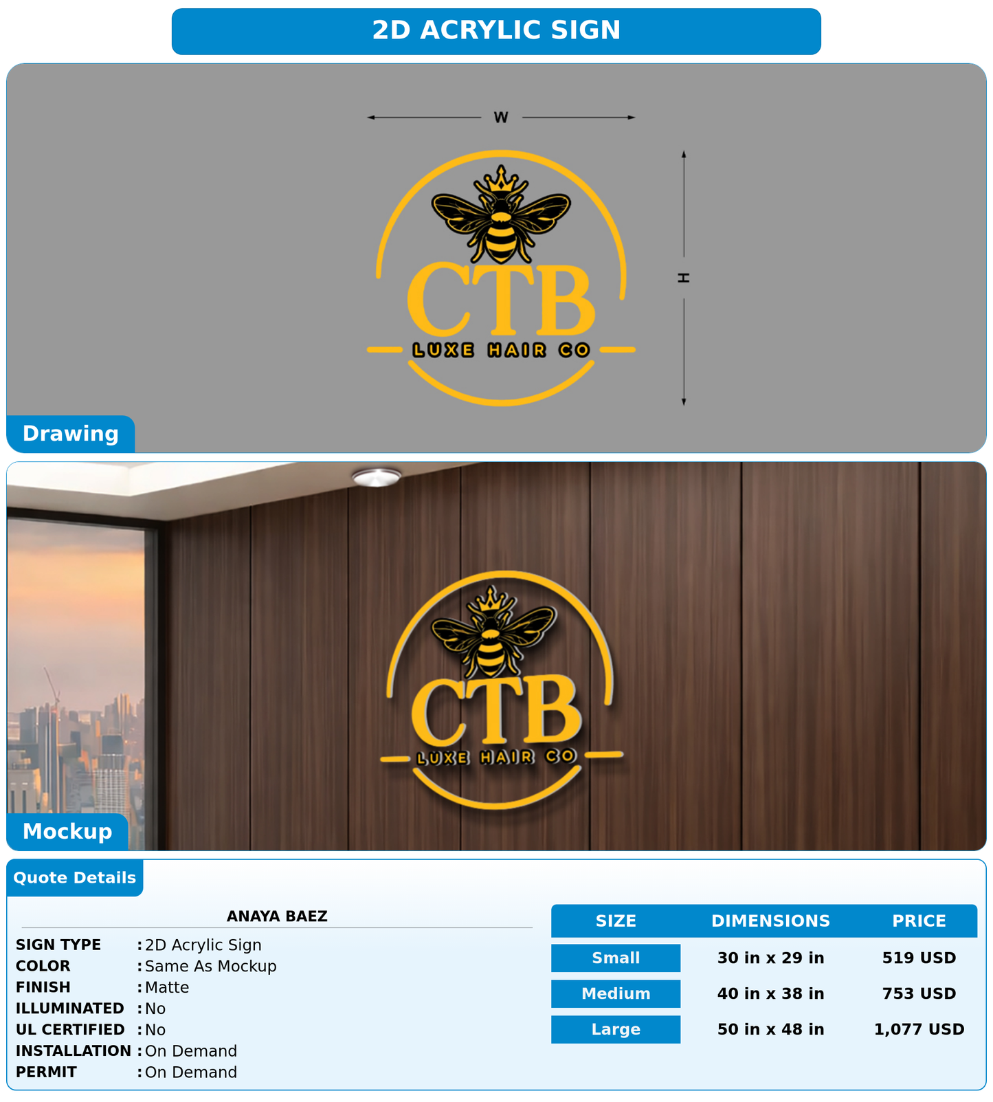 CUSTOM MOCKUP SIGN FOR Anaya Baez