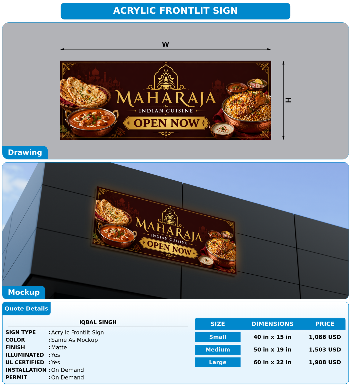 CUSTOM MOCKUP SIGN FOR Iqbal singh