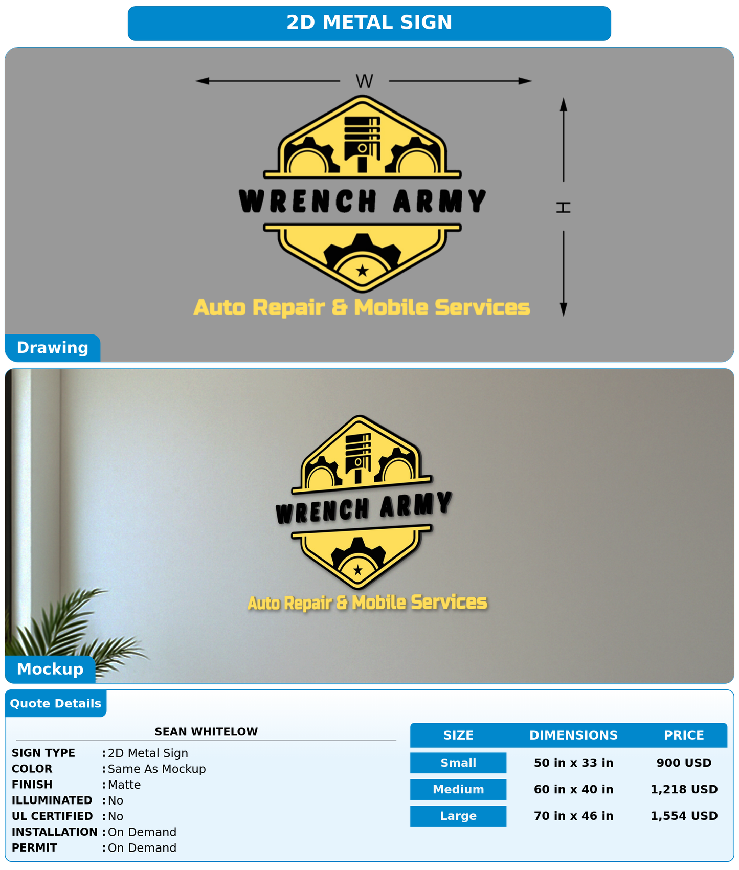CUSTOM MOCKUP SIGN FOR Sean Whitelow