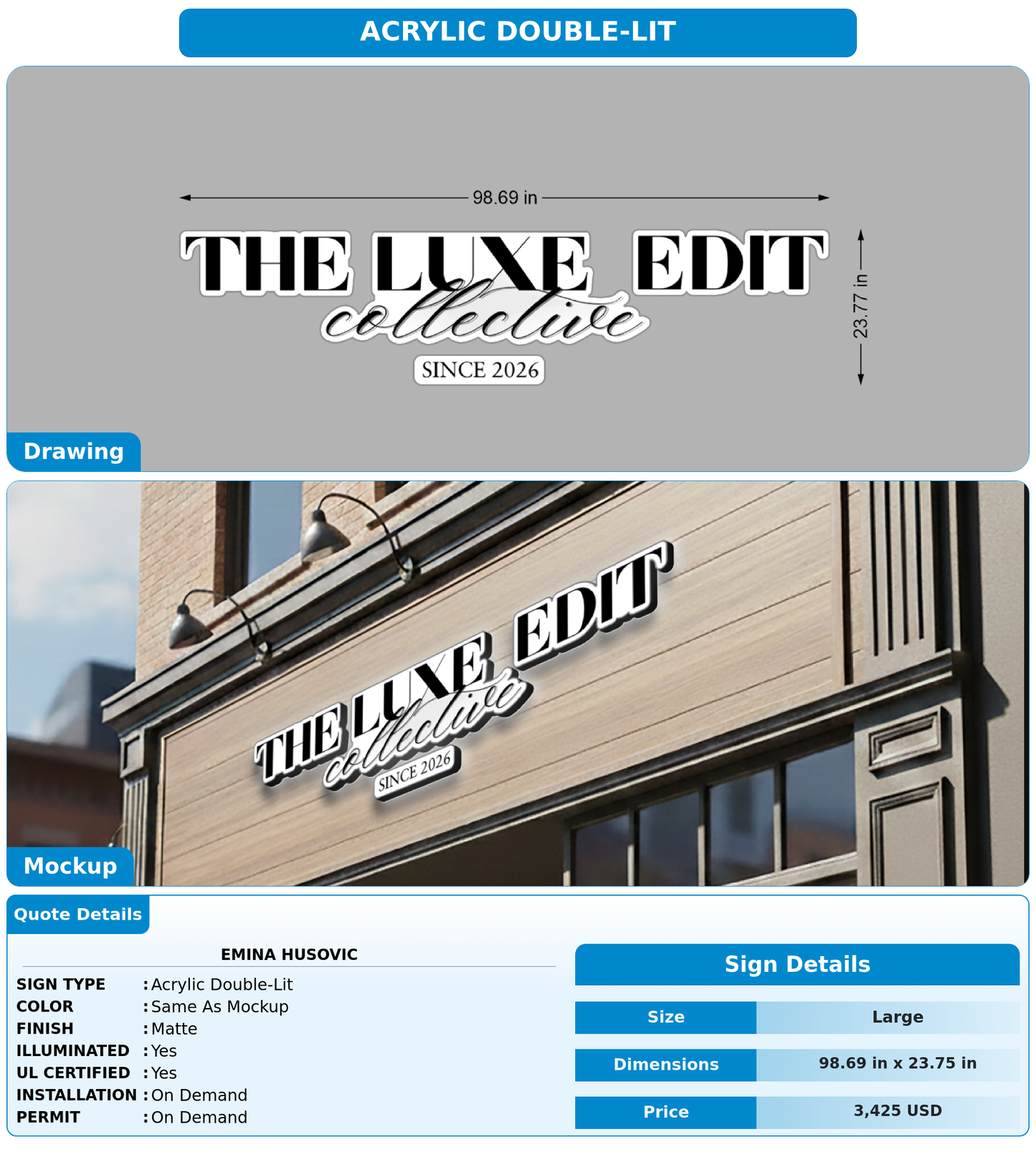 CUSTOM MOCKUP SIGN FOR emina husovic