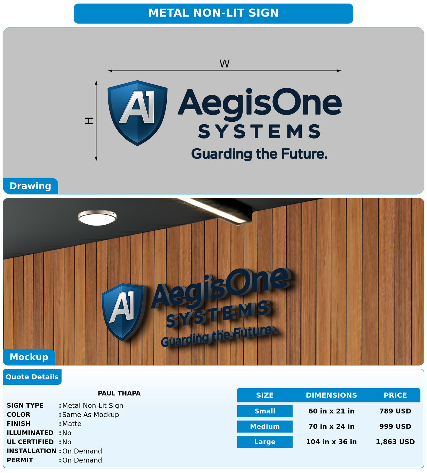 CUSTOM MOCKUP SIGN FOR Paul Thapa