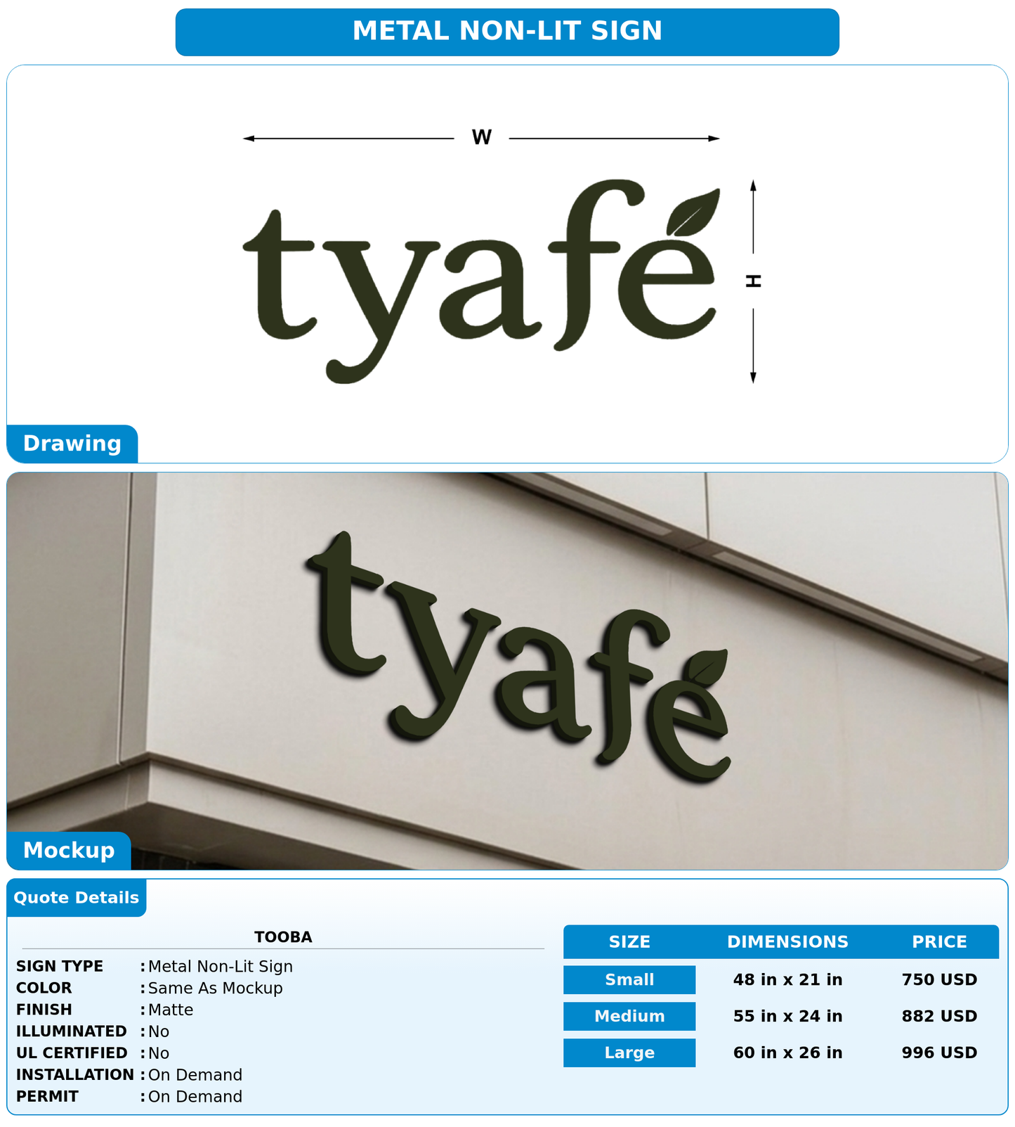 CUSTOM MOCKUP SIGN FOR Tooba