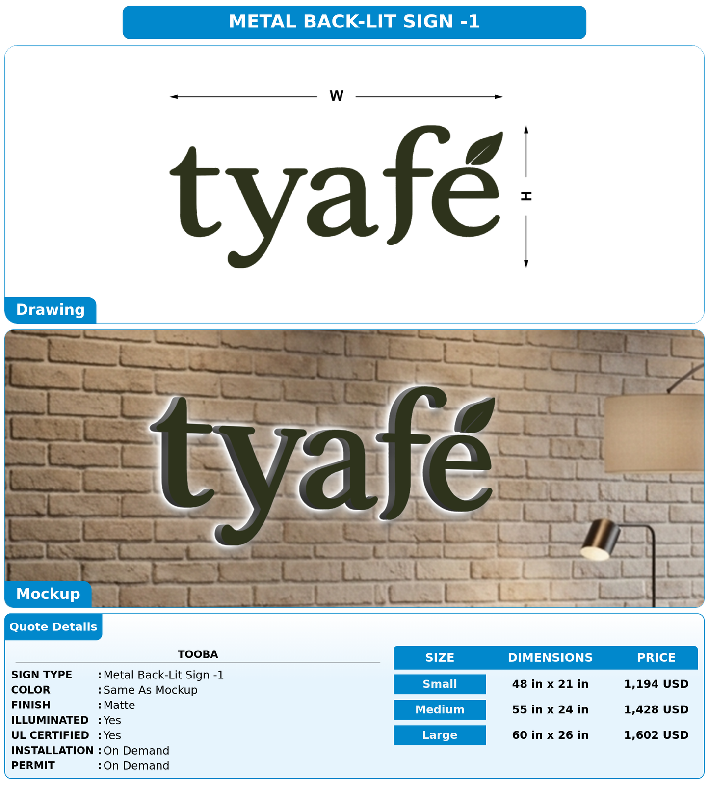 CUSTOM MOCKUP SIGN FOR Tooba