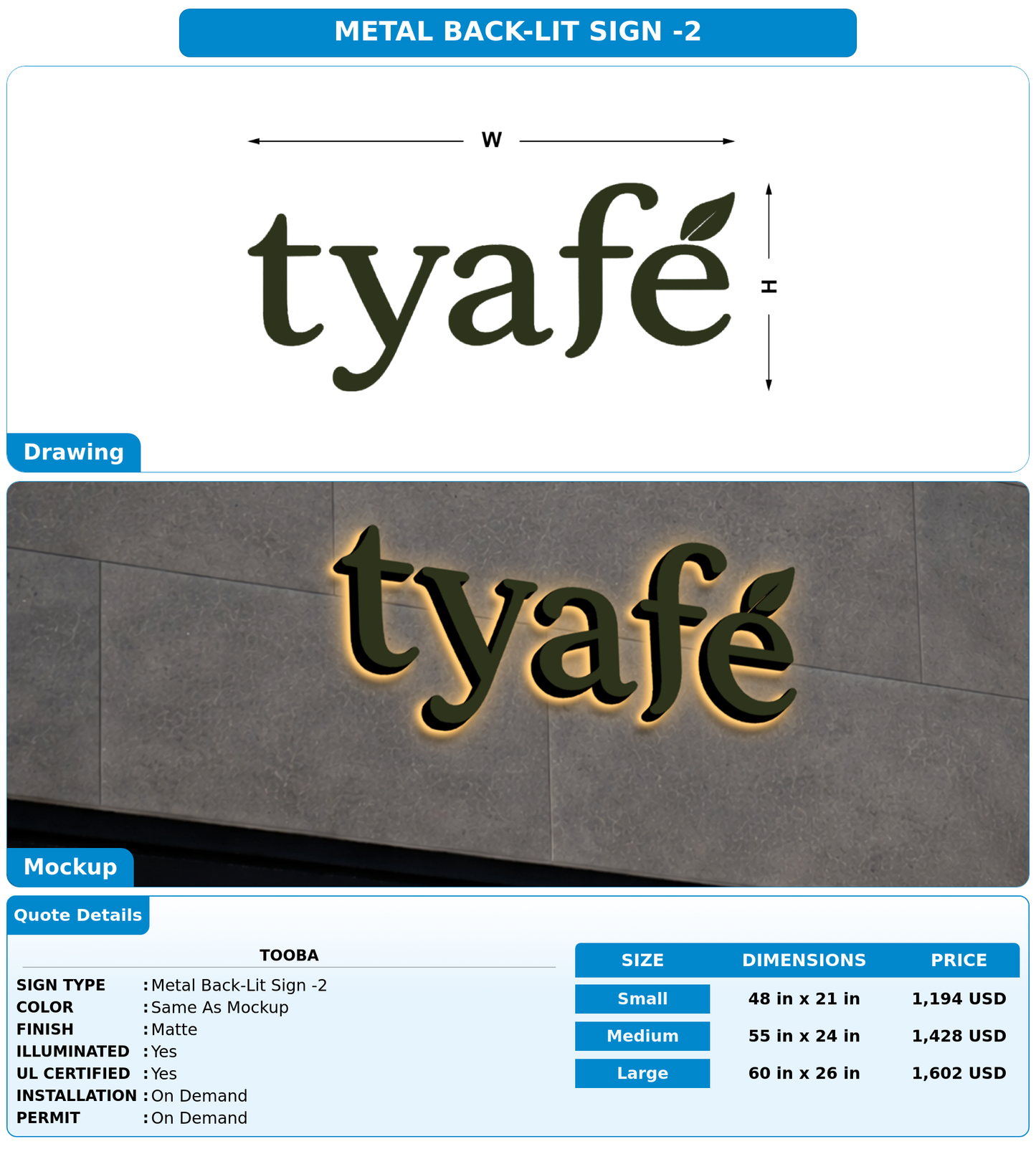 CUSTOM MOCKUP SIGN FOR Tooba
