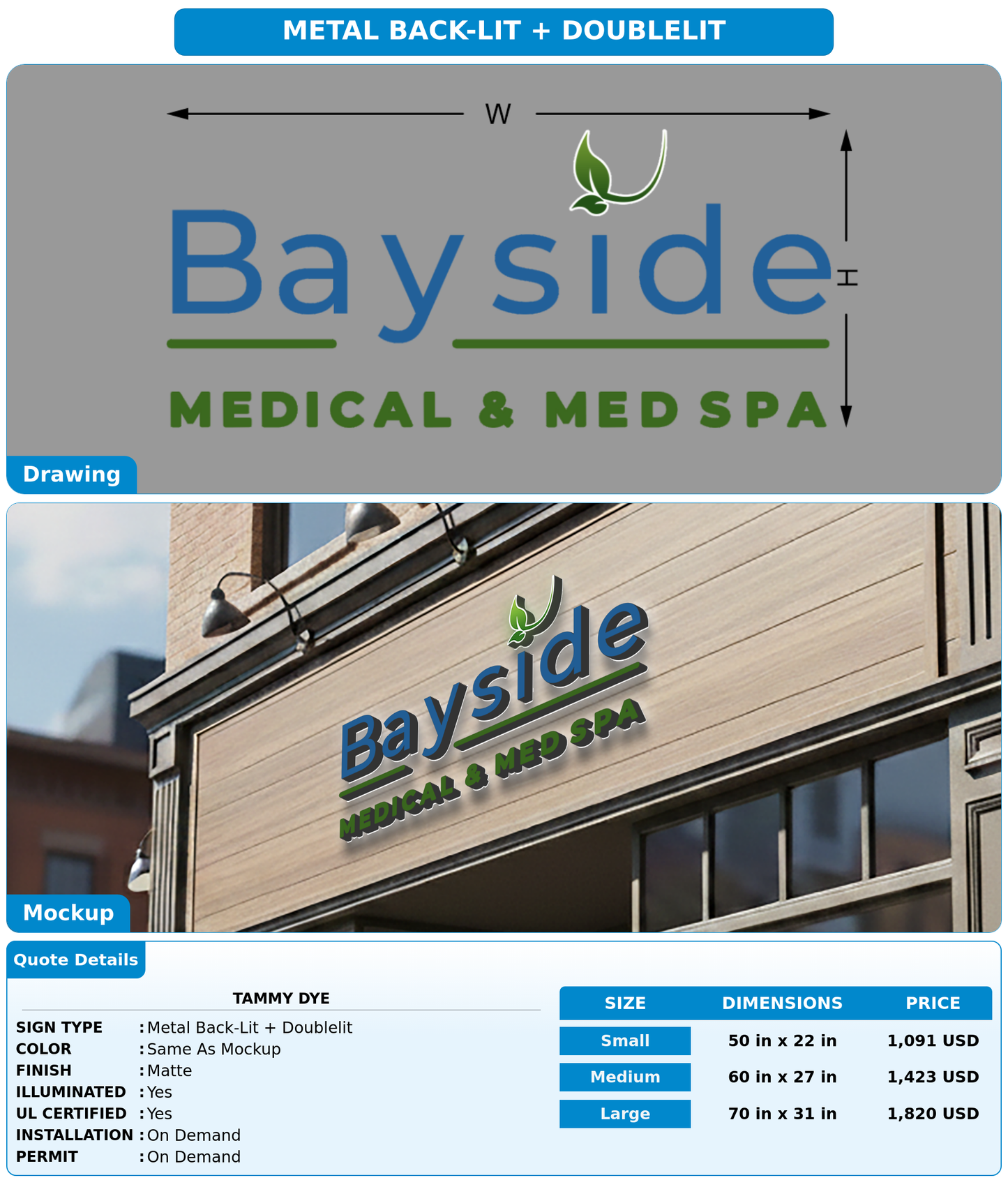 CUSTOM MOCKUP SIGN FOR Tammy Dye