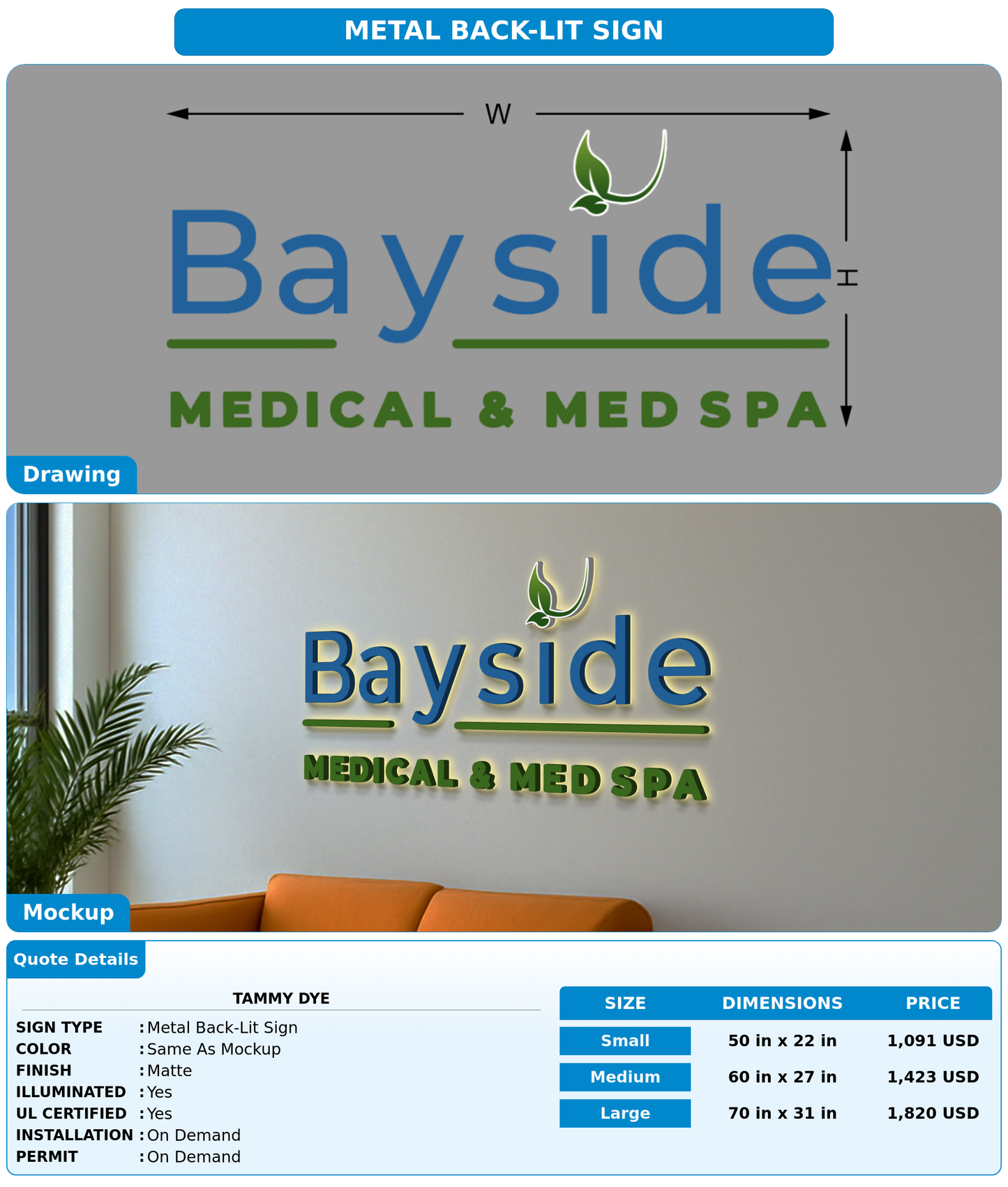 CUSTOM MOCKUP SIGN FOR Tammy Dye