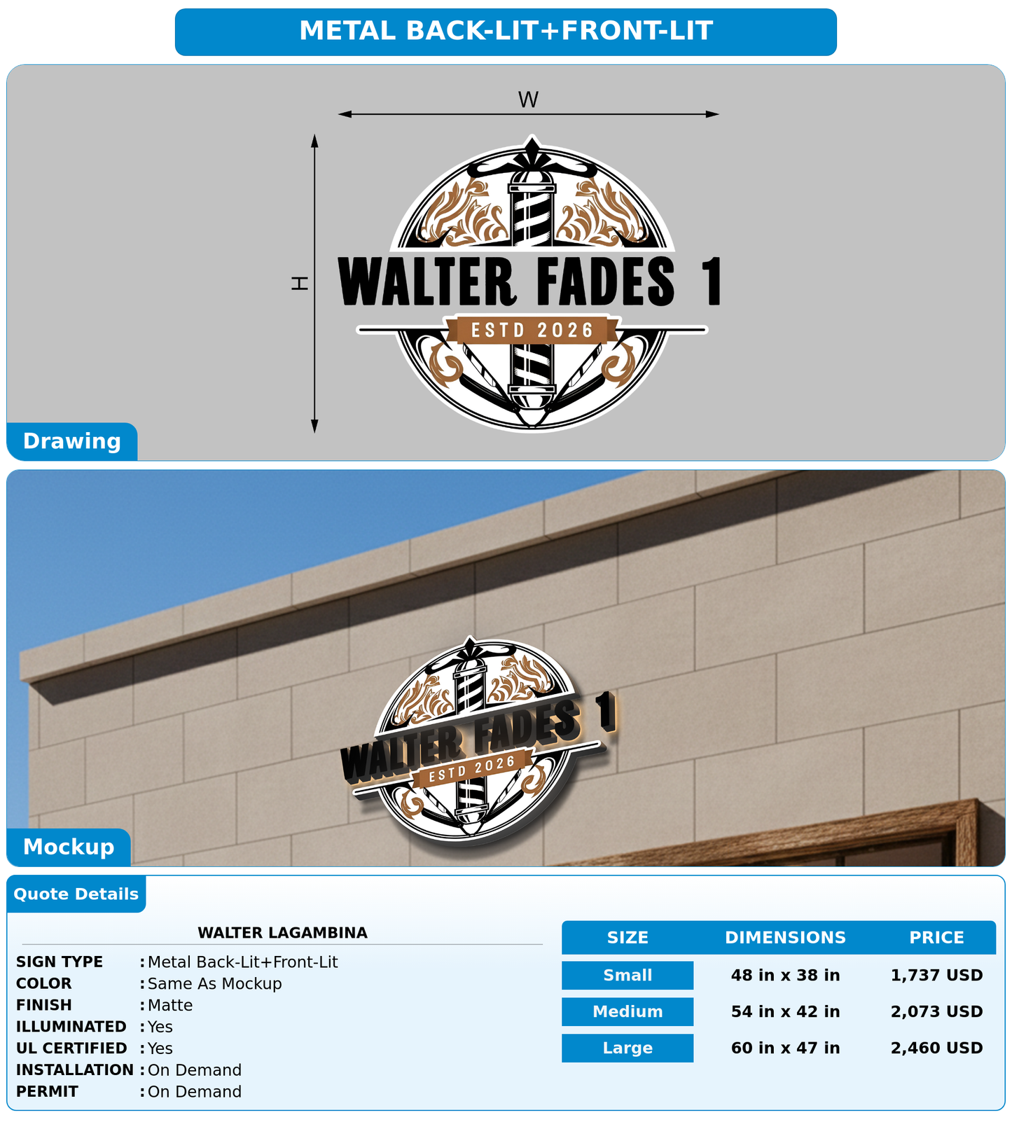 CUSTOM MOCKUP SIGN FOR Walter Lagambina