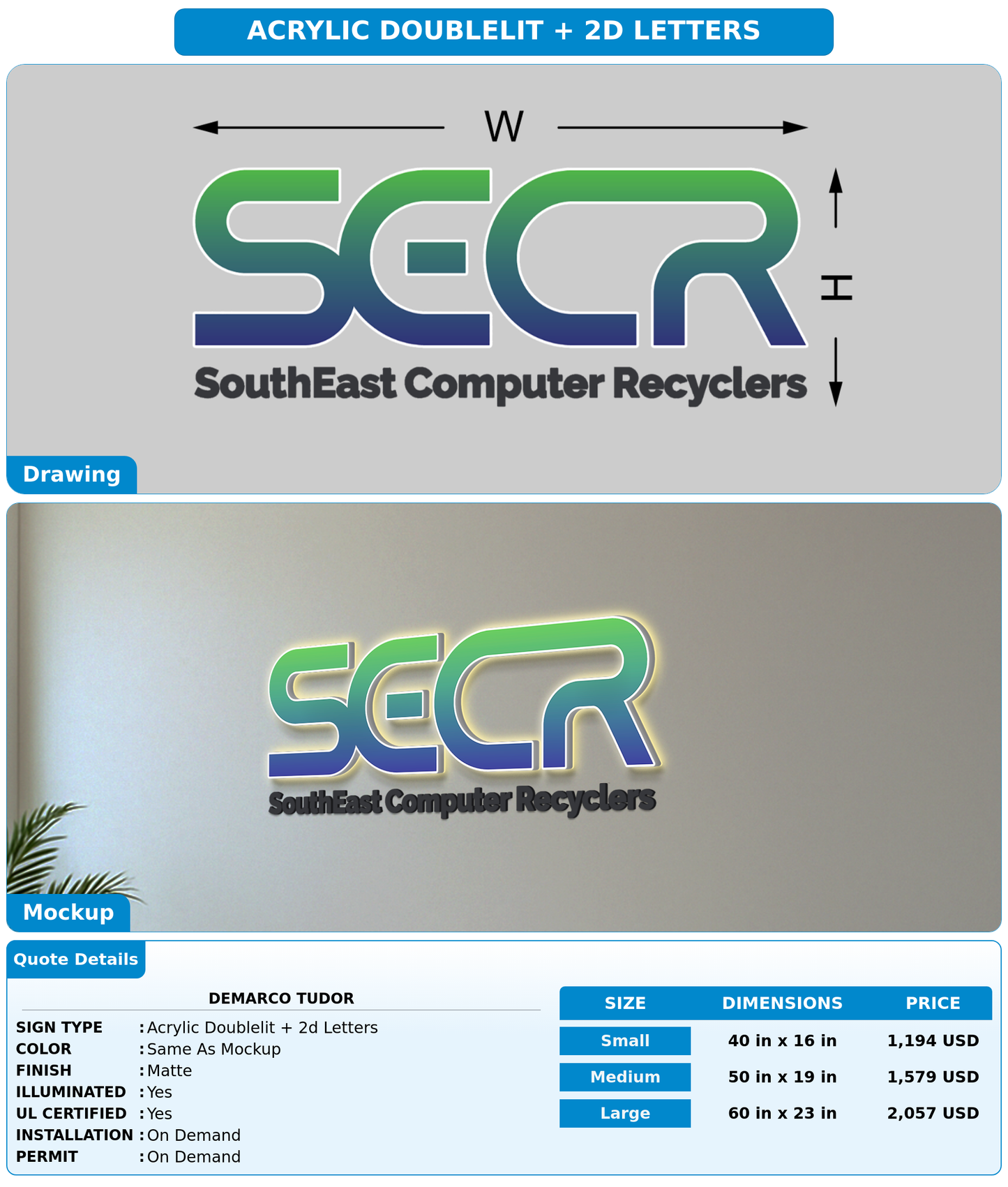 CUSTOM MOCKUP SIGN FOR DeMarco Tudor