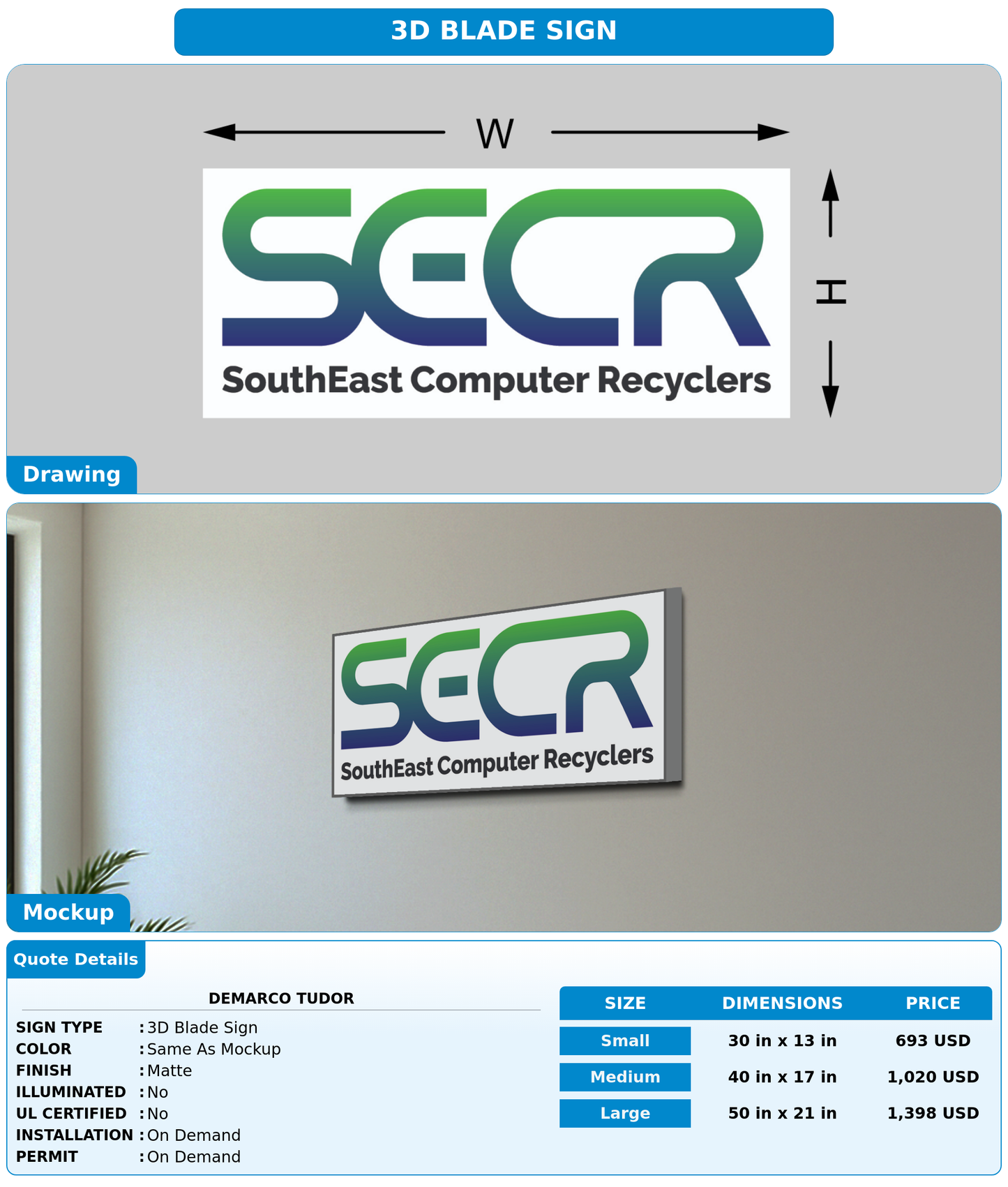 CUSTOM MOCKUP SIGN FOR DeMarco Tudor