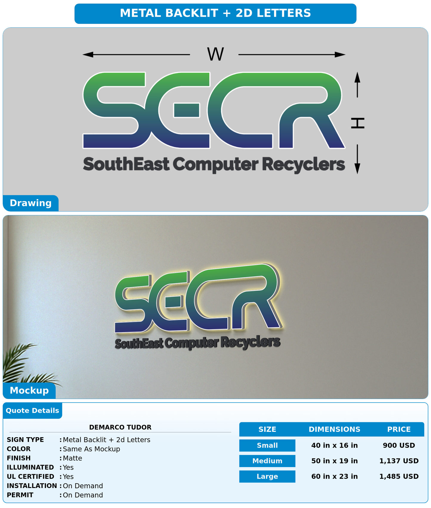 CUSTOM MOCKUP SIGN FOR DeMarco Tudor