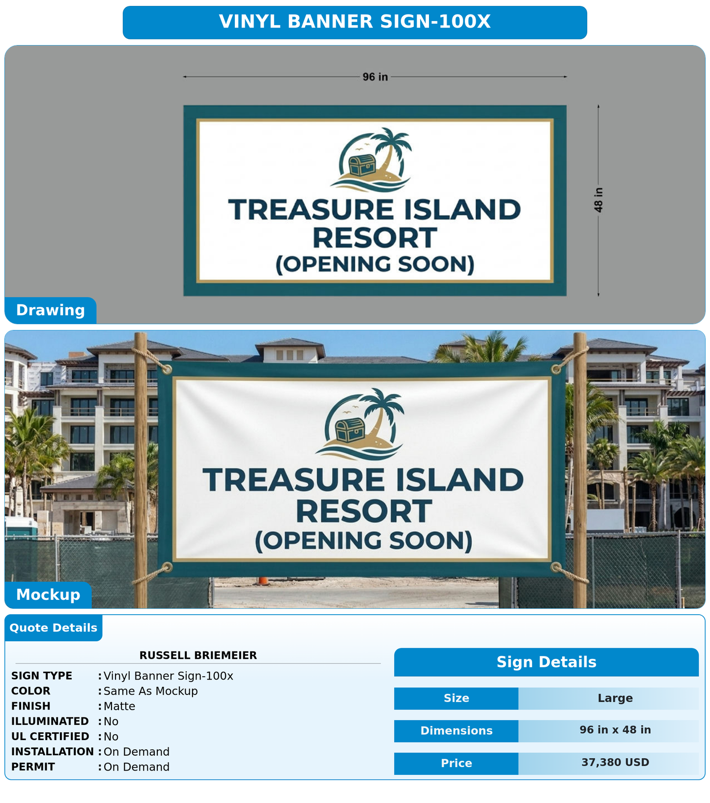 CUSTOM MOCKUP SIGN FOR RUSSELL BRIEMEIER