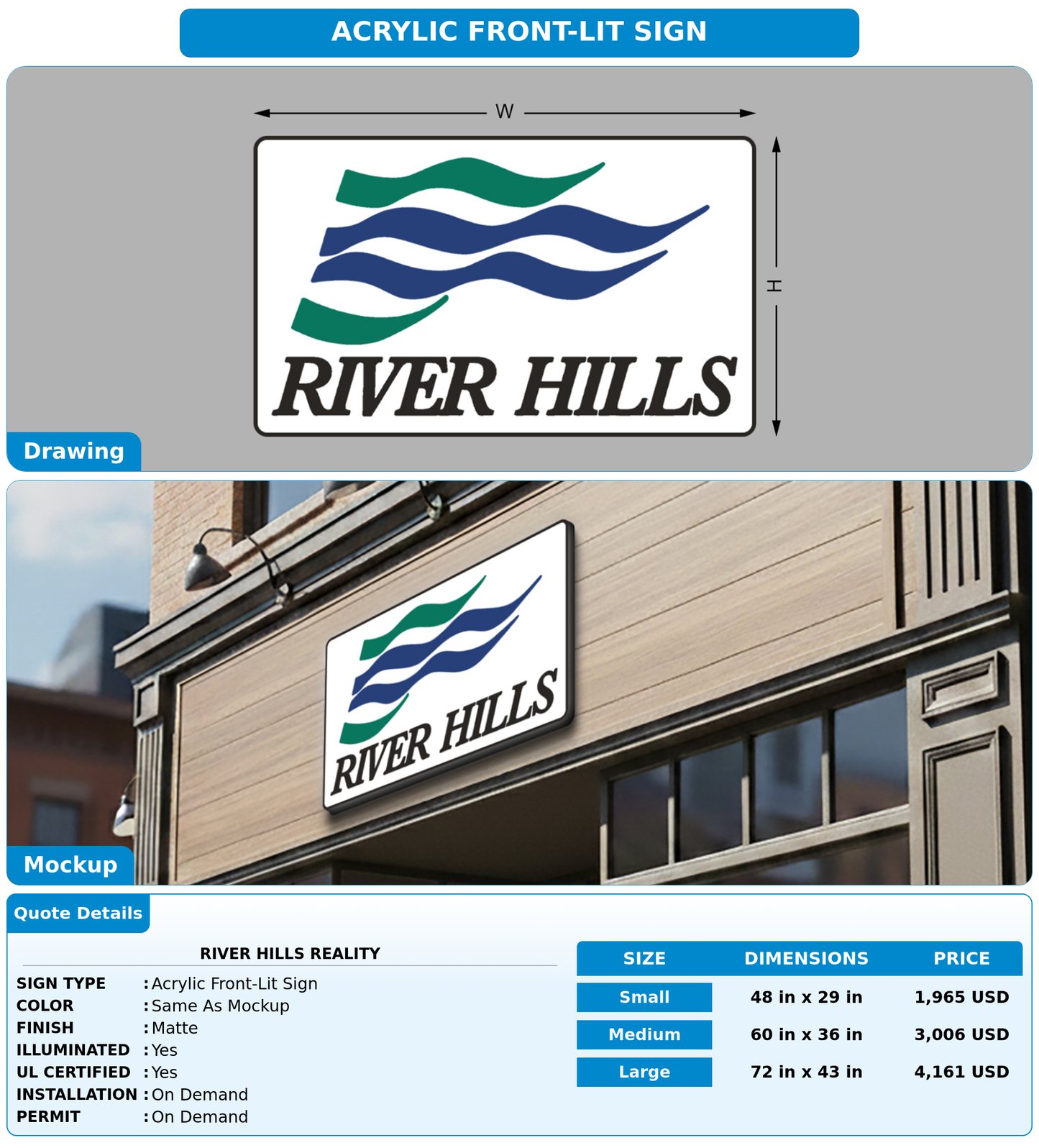 CUSTOM MOCKUP SIGN FOR River Hills Reality