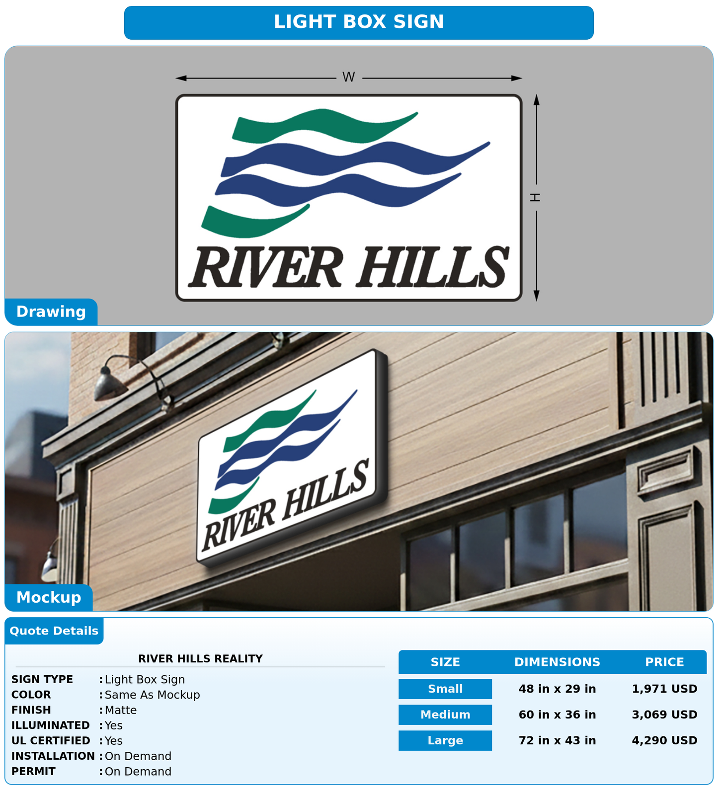 CUSTOM MOCKUP SIGN FOR River Hills Reality