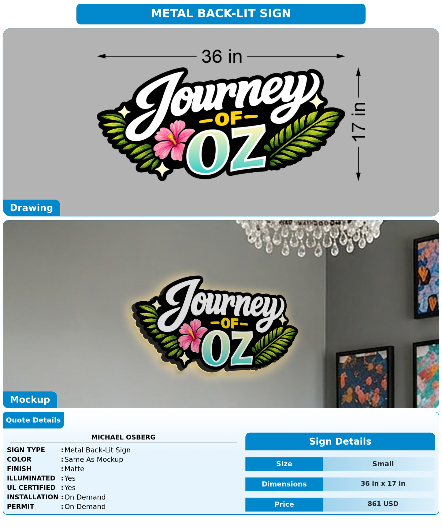CUSTOM MOCKUP SIGN FOR Michael Osberg