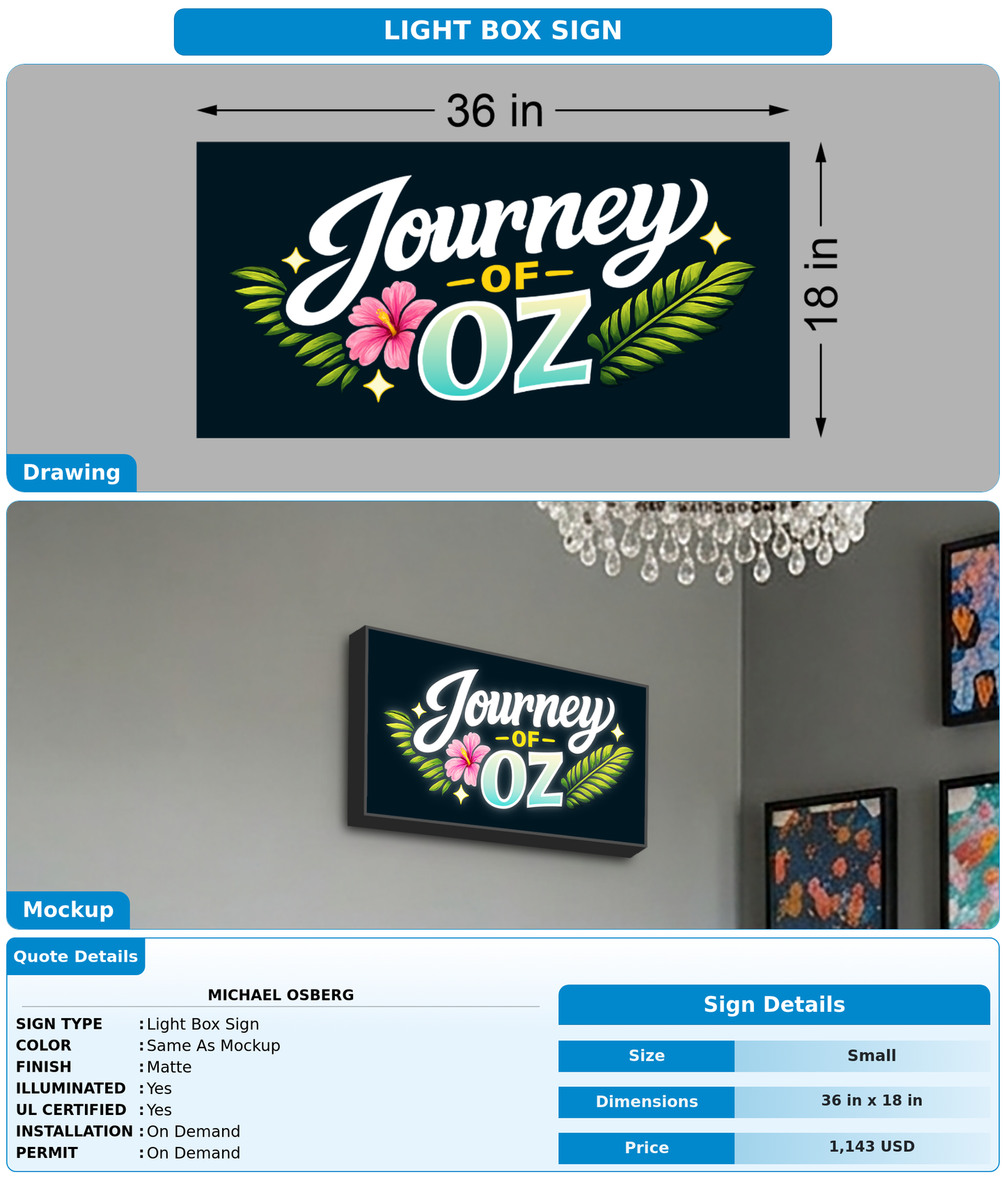 CUSTOM MOCKUP SIGN FOR Michael Osberg