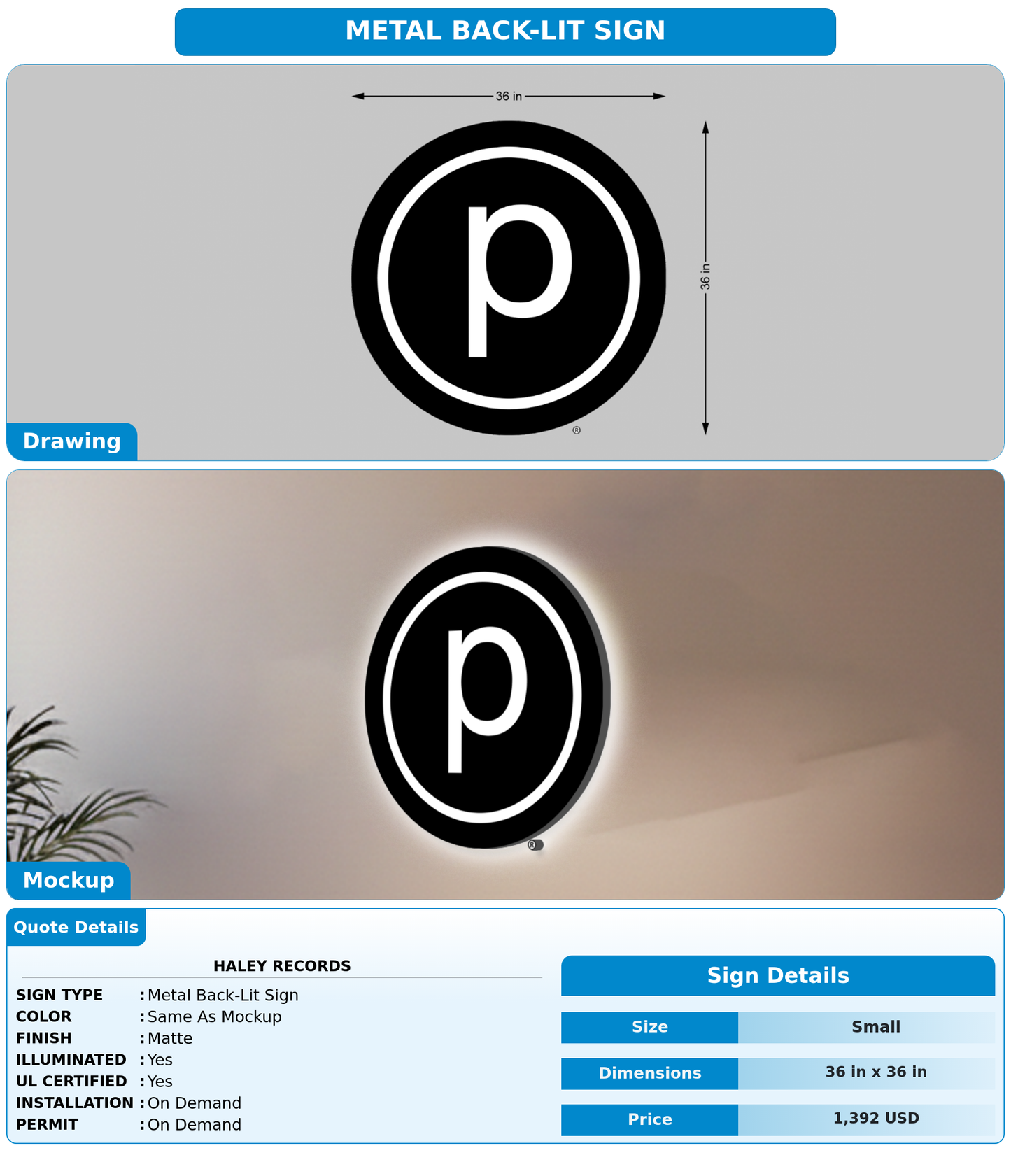 CUSTOM MOCKUP SIGN FOR haley records