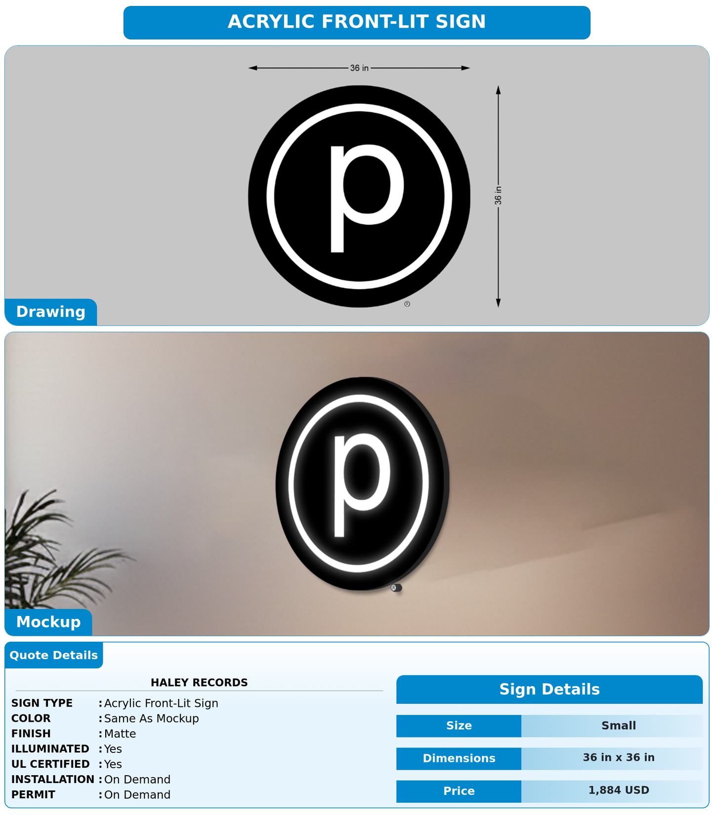 CUSTOM MOCKUP SIGN FOR haley records