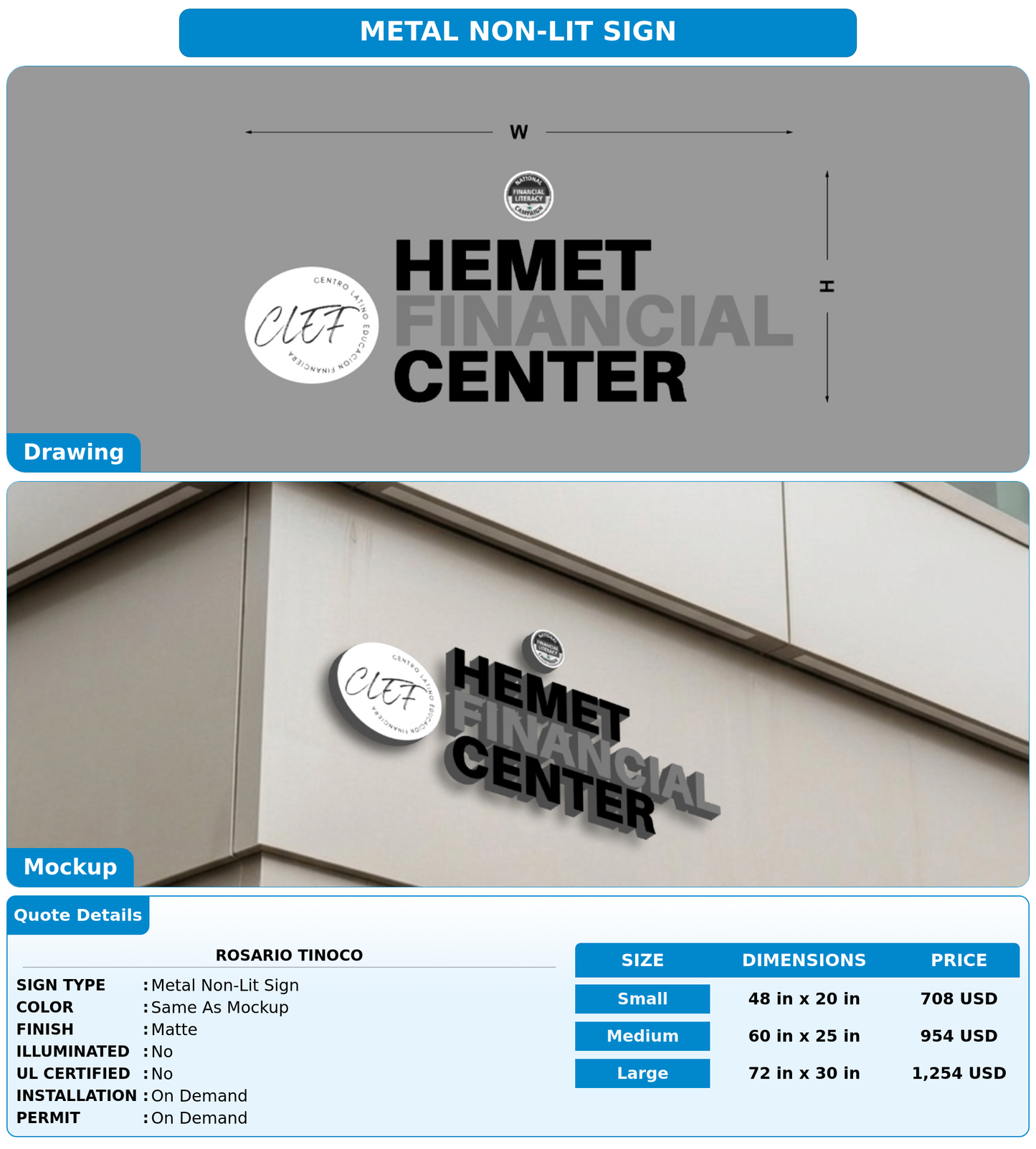 CUSTOM MOCKUP SIGN FOR Rosario Tinoco