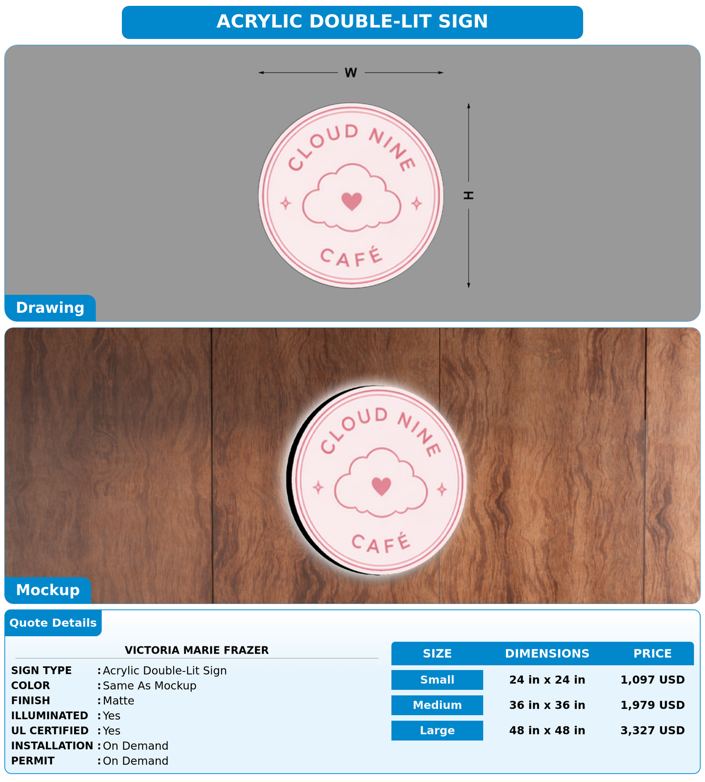 CUSTOM MOCKUP SIGN FOR victoria Marie frazer