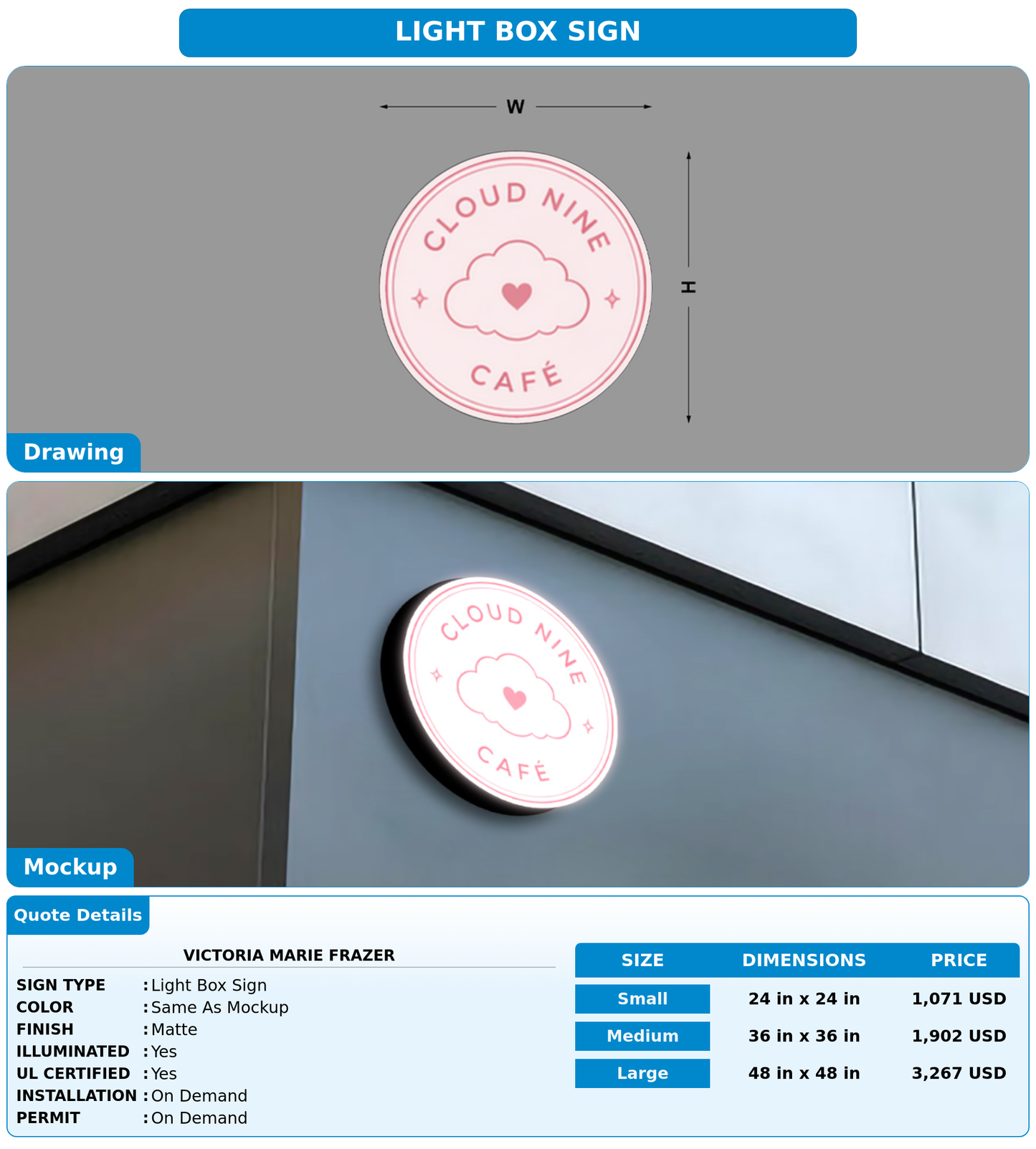 CUSTOM MOCKUP SIGN FOR victoria Marie frazer