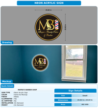 CUSTOM MOCKUP SIGN FOR Mayra’s Barber shop