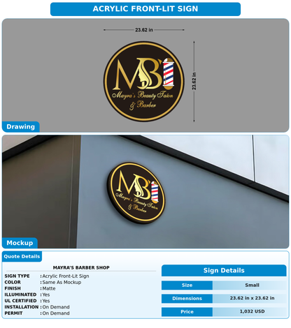 CUSTOM MOCKUP SIGN FOR Mayra’s Barber shop