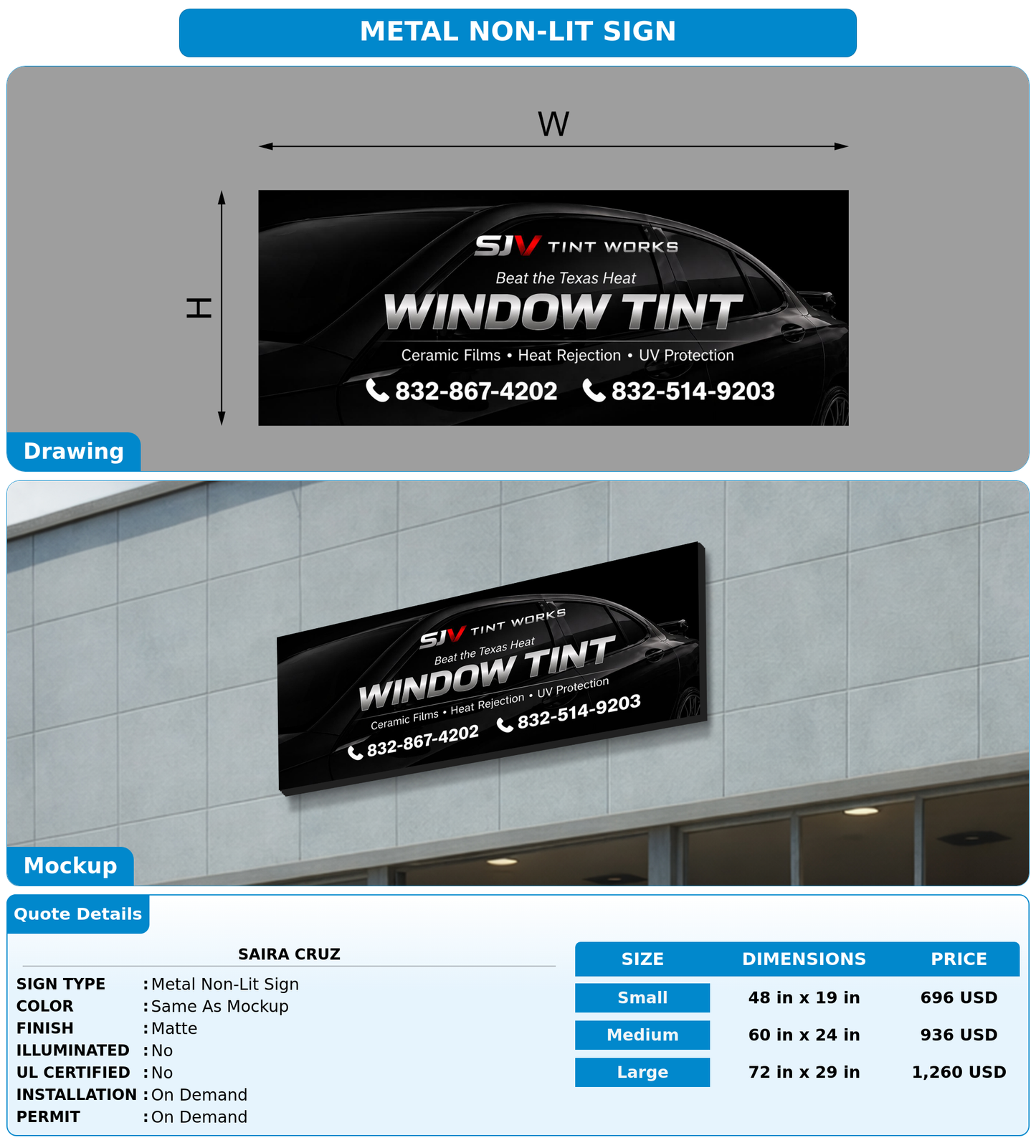 CUSTOM MOCKUP SIGN FOR Saira Cruz