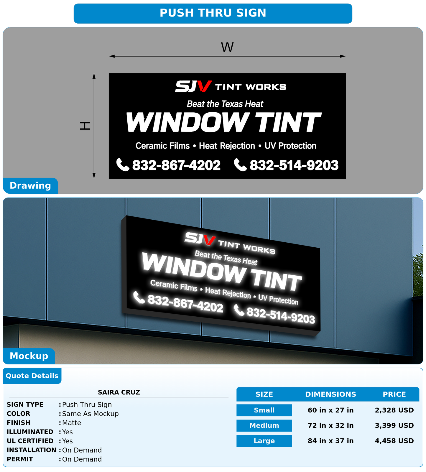 CUSTOM MOCKUP SIGN FOR Saira Cruz