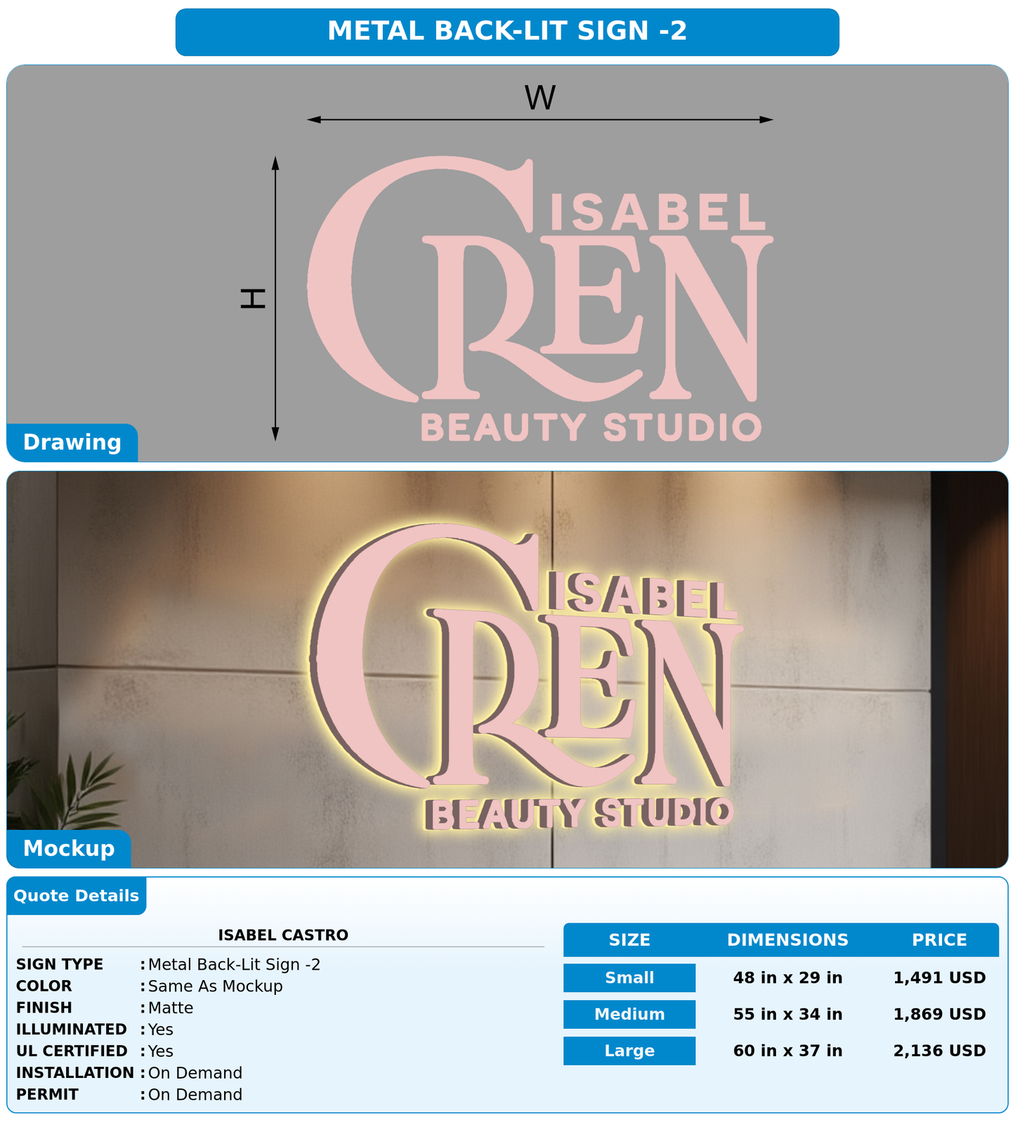 CUSTOM MOCKUP SIGN FOR Isabel Castro