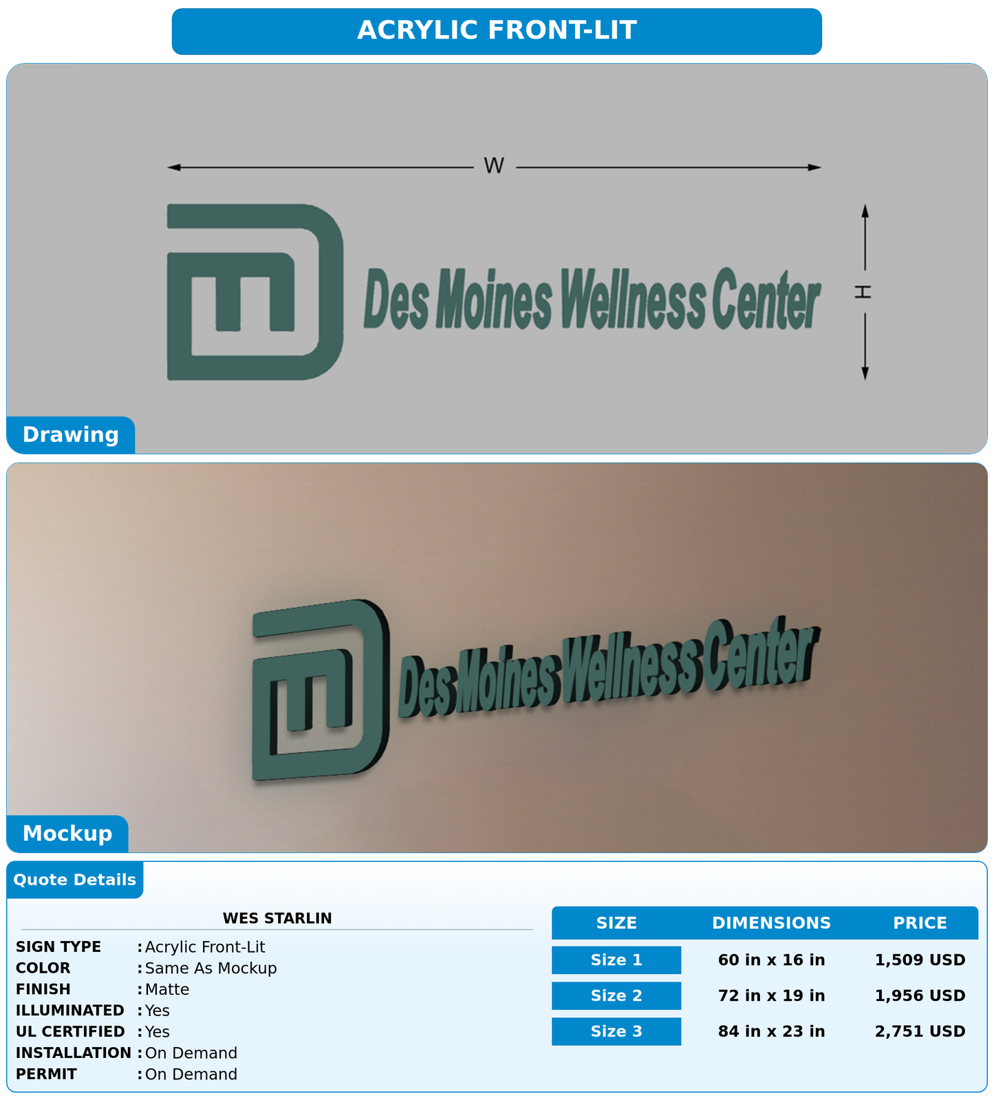 CUSTOM MOCKUP SIGN FOR Wes Starlin