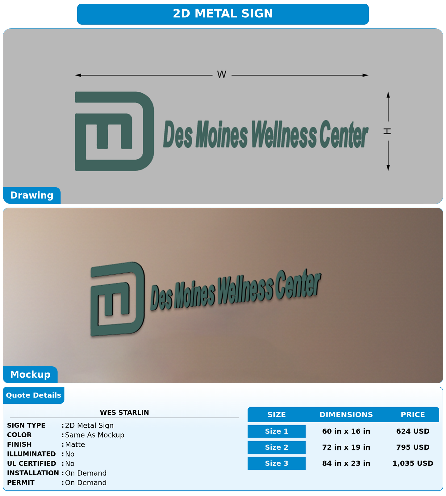 CUSTOM MOCKUP SIGN FOR Wes Starlin