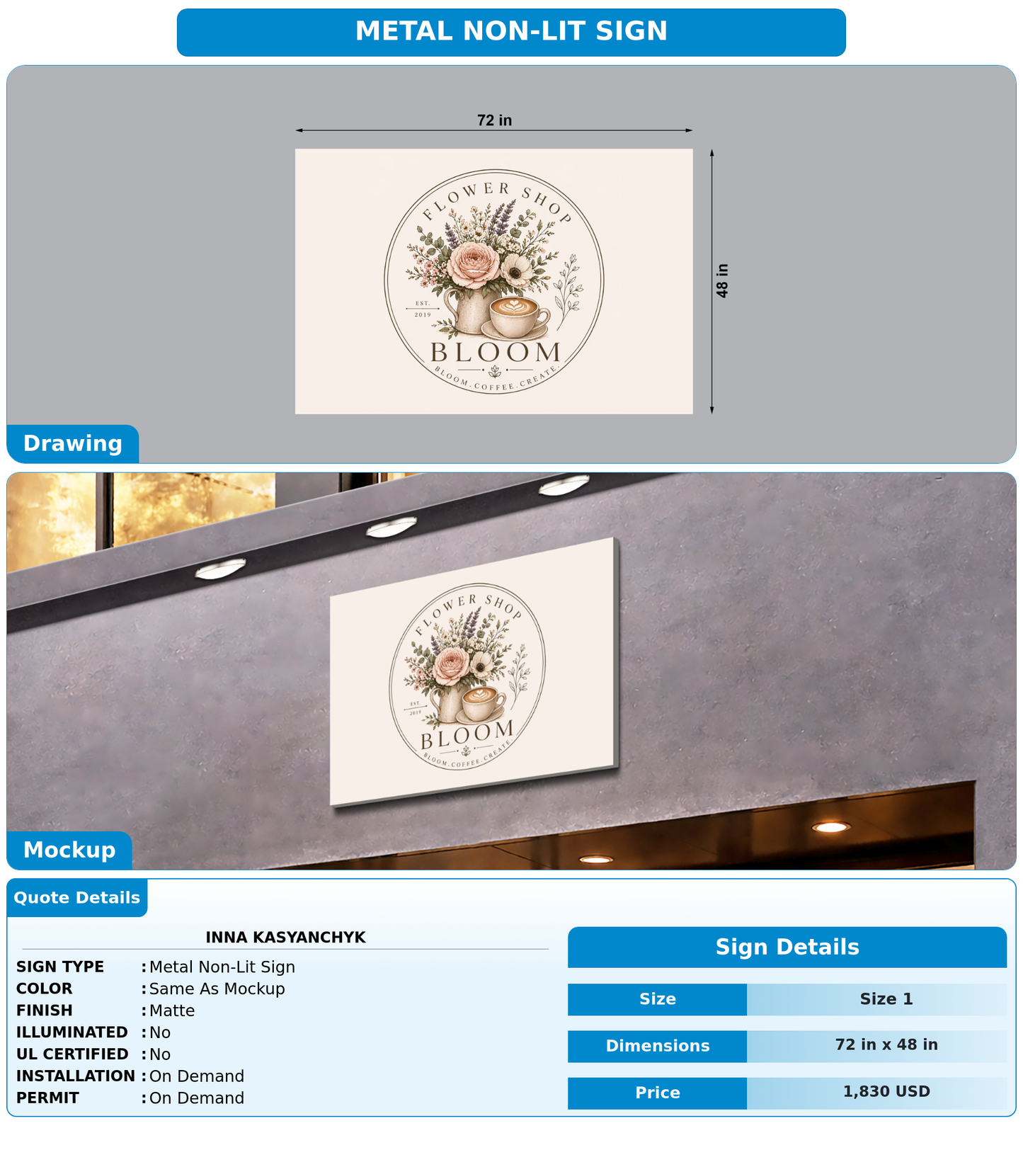 CUSTOM MOCKUP SIGN FOR Inna Kasyanchyk