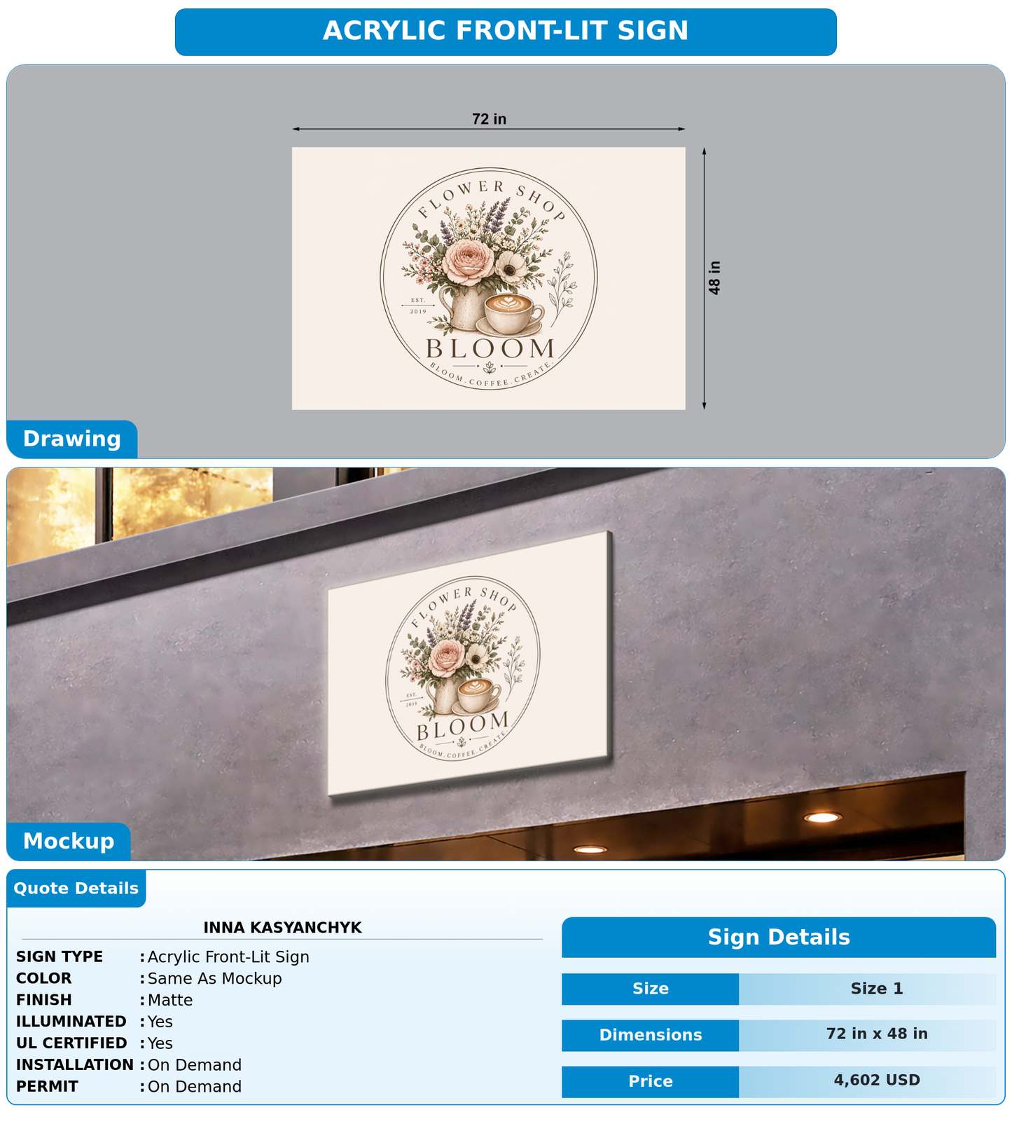 CUSTOM MOCKUP SIGN FOR Inna Kasyanchyk