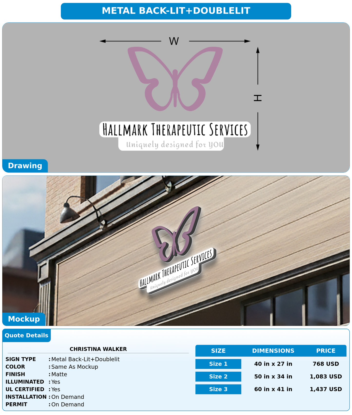 CUSTOM MOCKUP SIGN FOR Christina Walker
