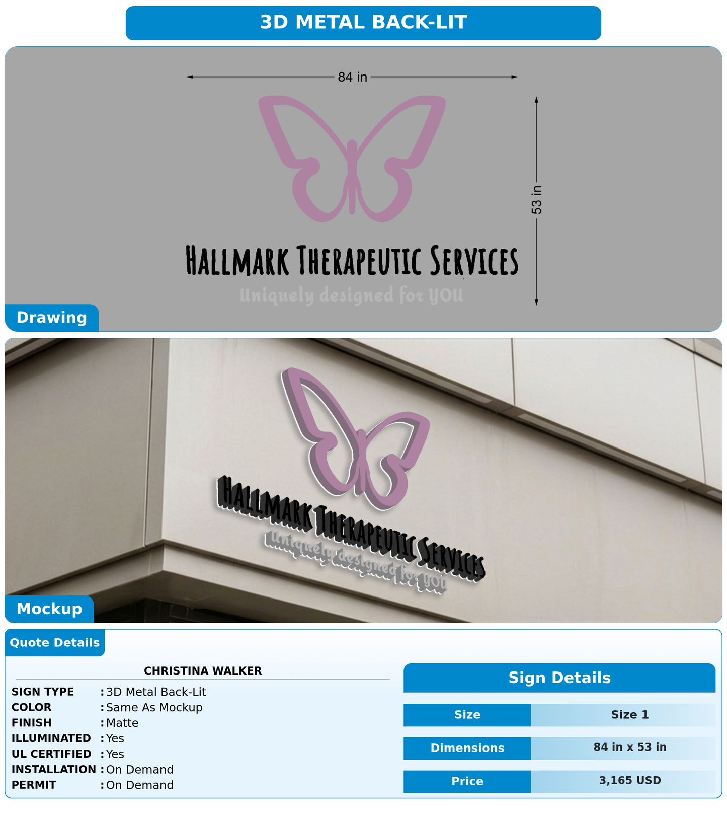 CUSTOM MOCKUP SIGN FOR Christina Walker