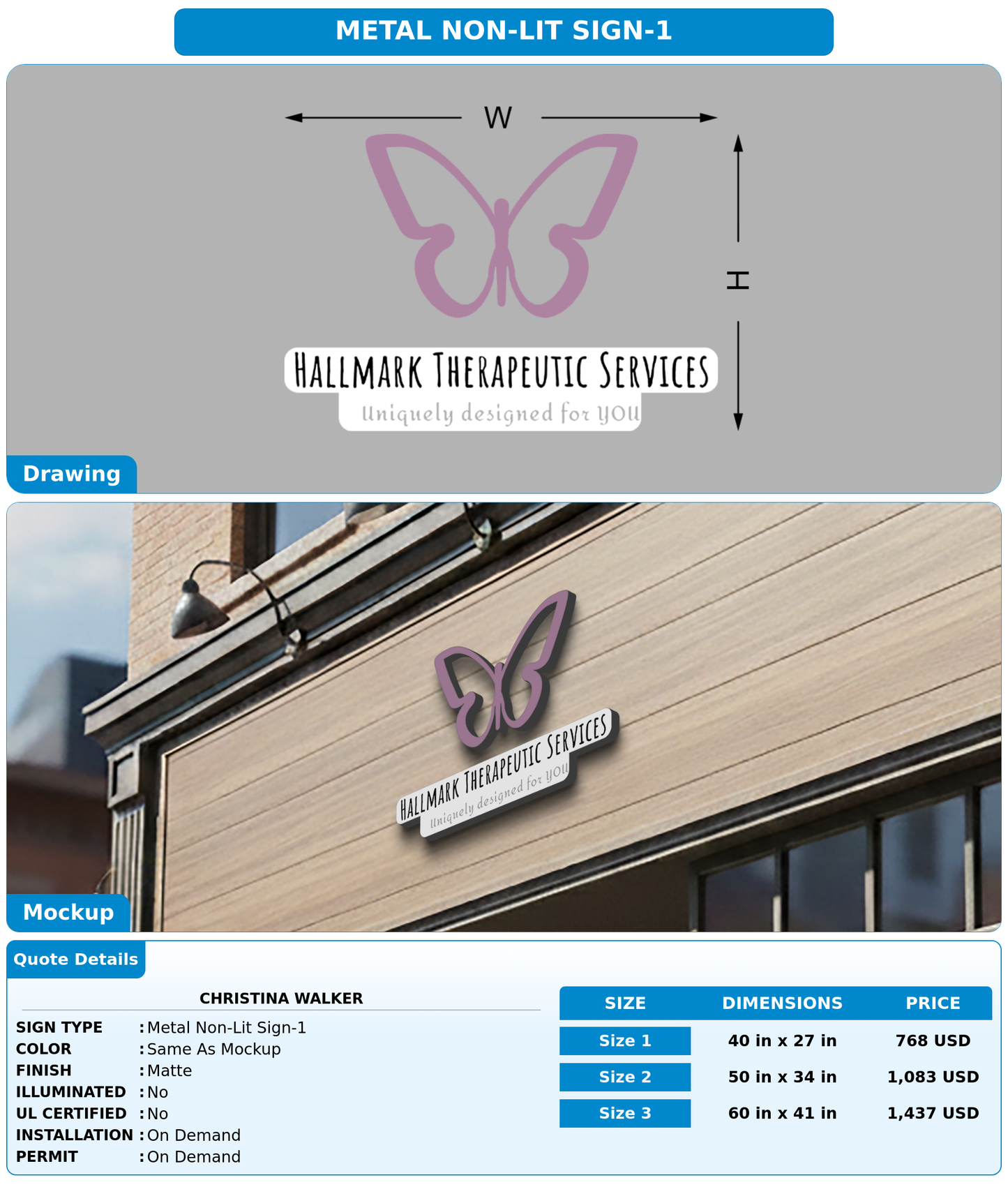 CUSTOM MOCKUP SIGN FOR Christina Walker