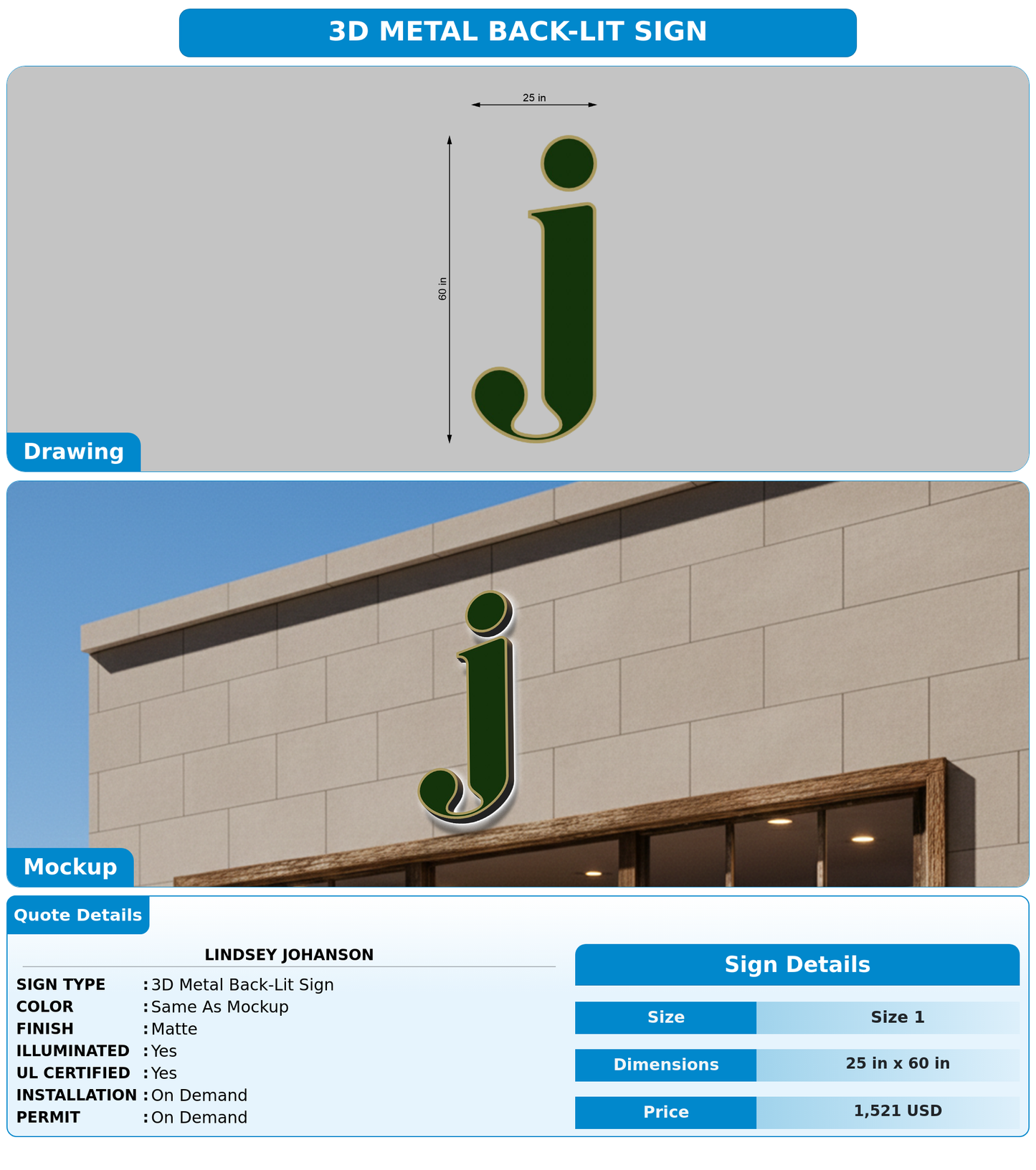 CUSTOM MOCKUP SIGN FOR Lindsey Johanson