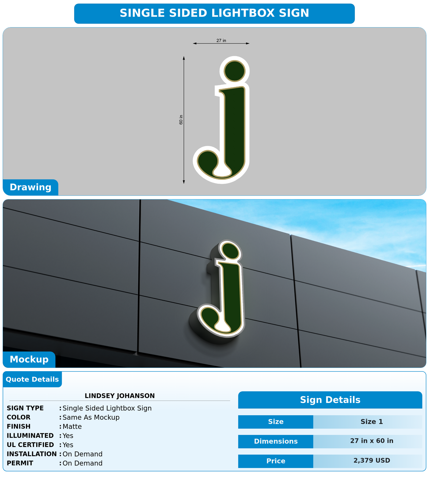 CUSTOM MOCKUP SIGN FOR Lindsey Johanson