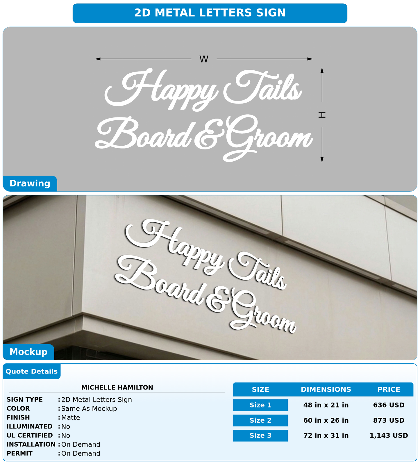 CUSTOM MOCKUP SIGN FOR Michelle  Hamilton