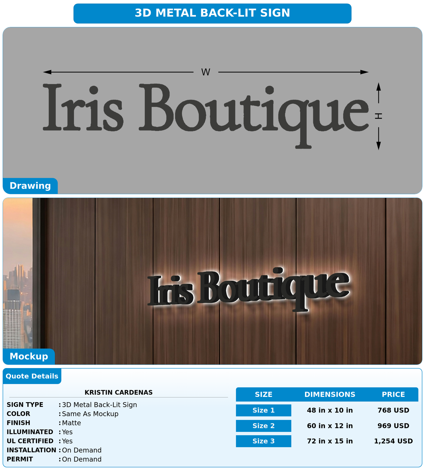 CUSTOM MOCKUP SIGN FOR Kristin cardenas