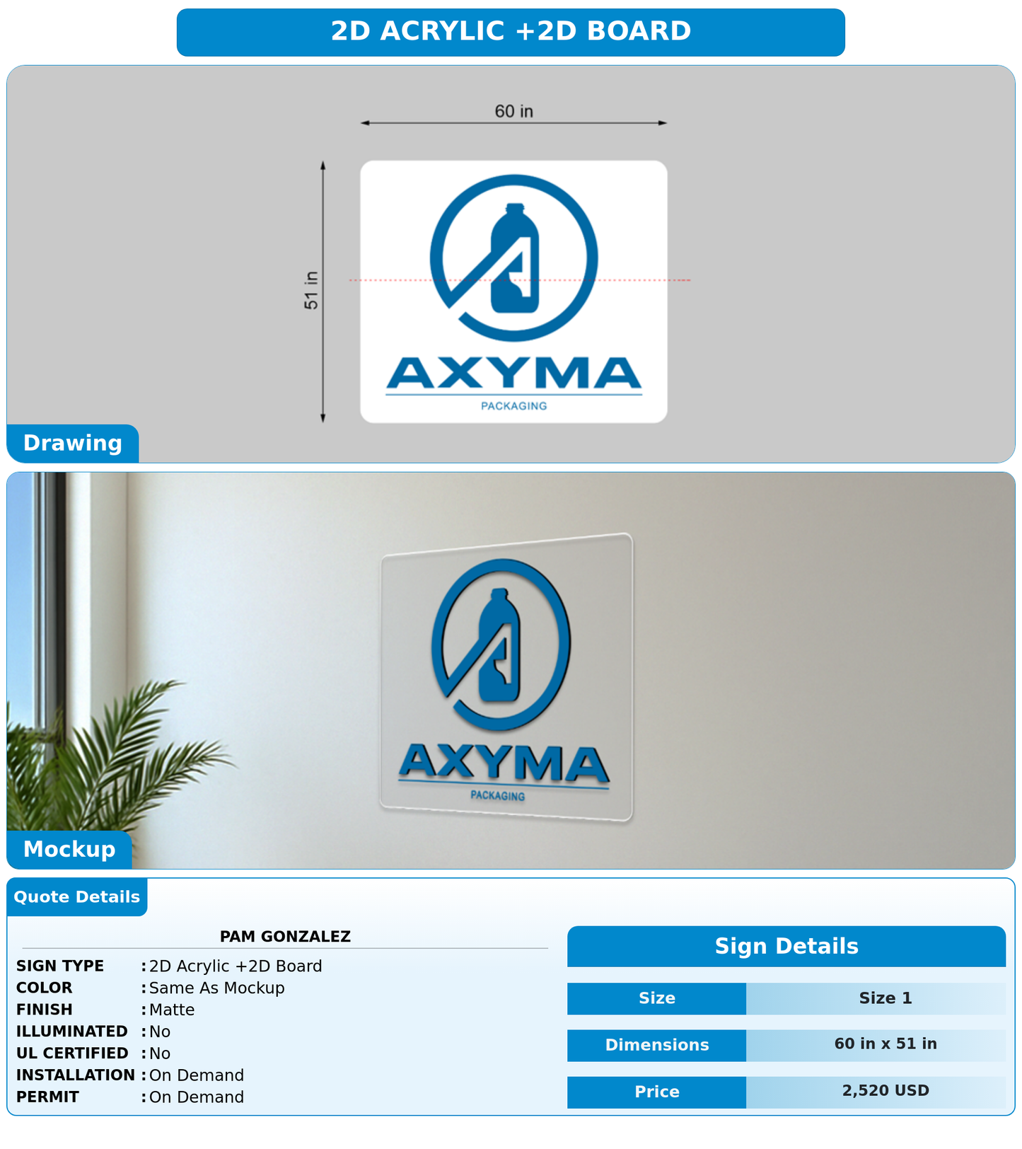 CUSTOM MOCKUP SIGN FOR Pam Gonzalez