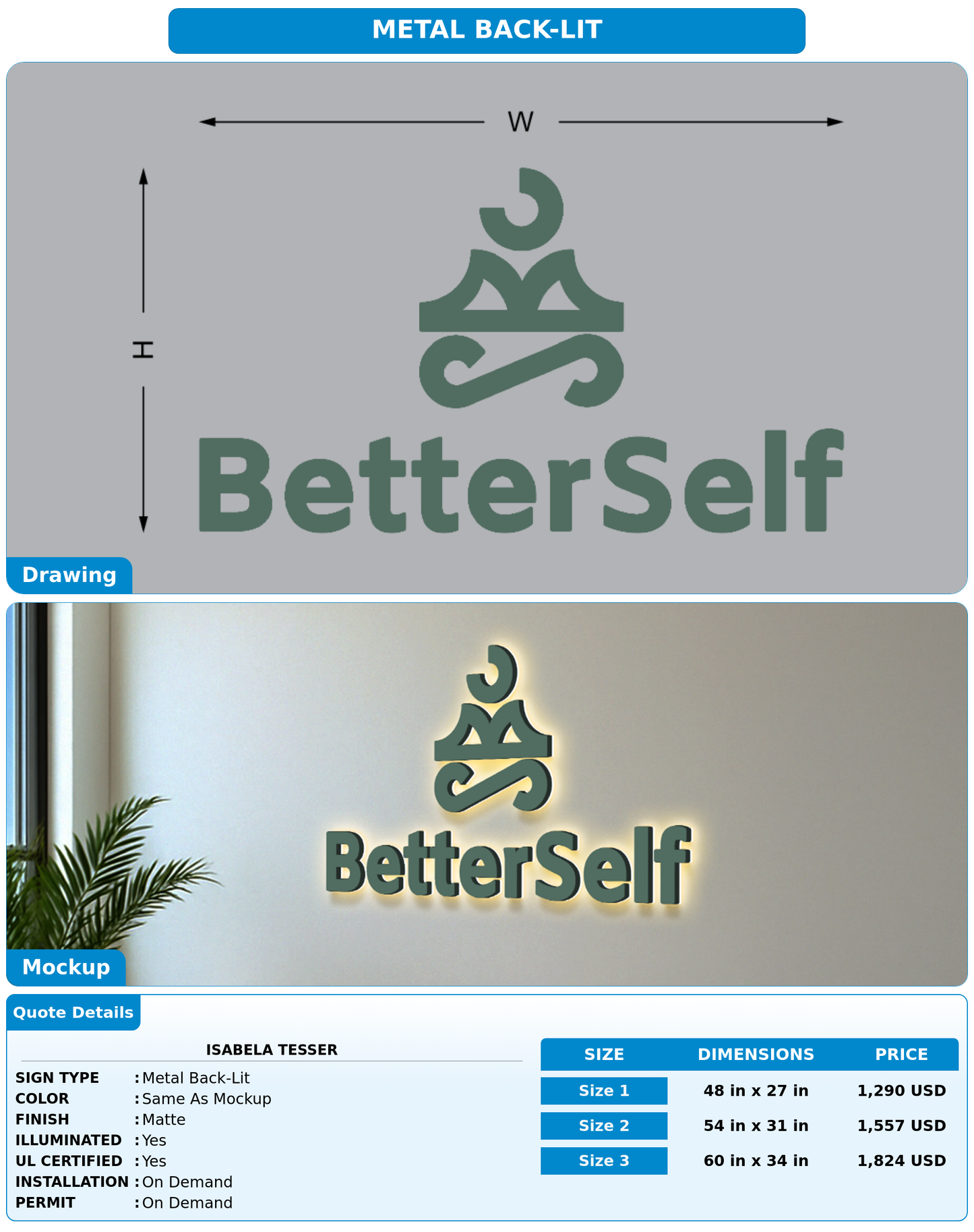 CUSTOM MOCKUP SIGN FOR Isabela Tesser