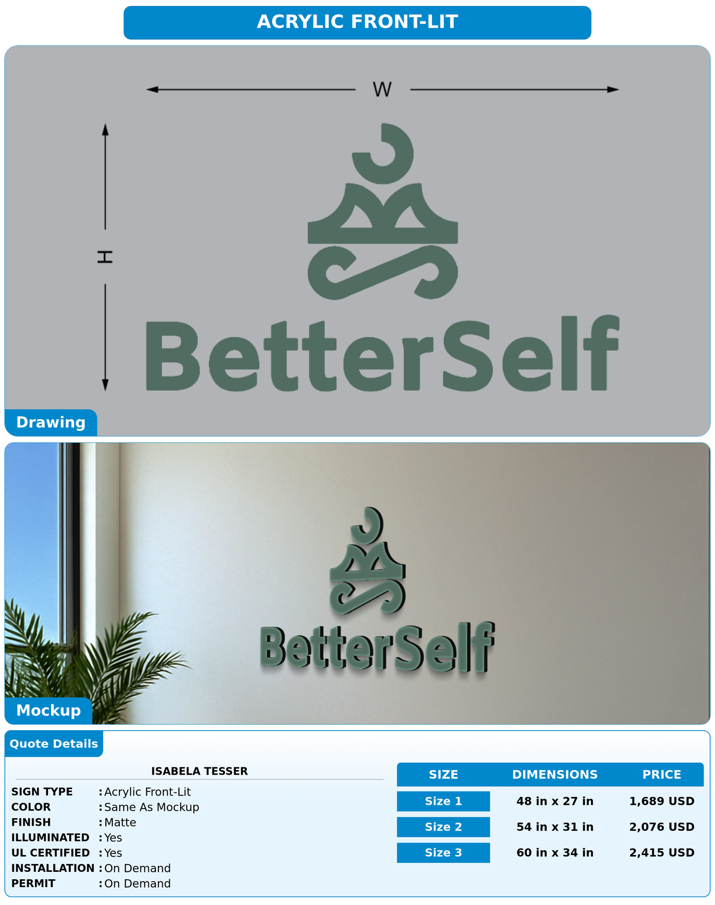 CUSTOM MOCKUP SIGN FOR Isabela Tesser
