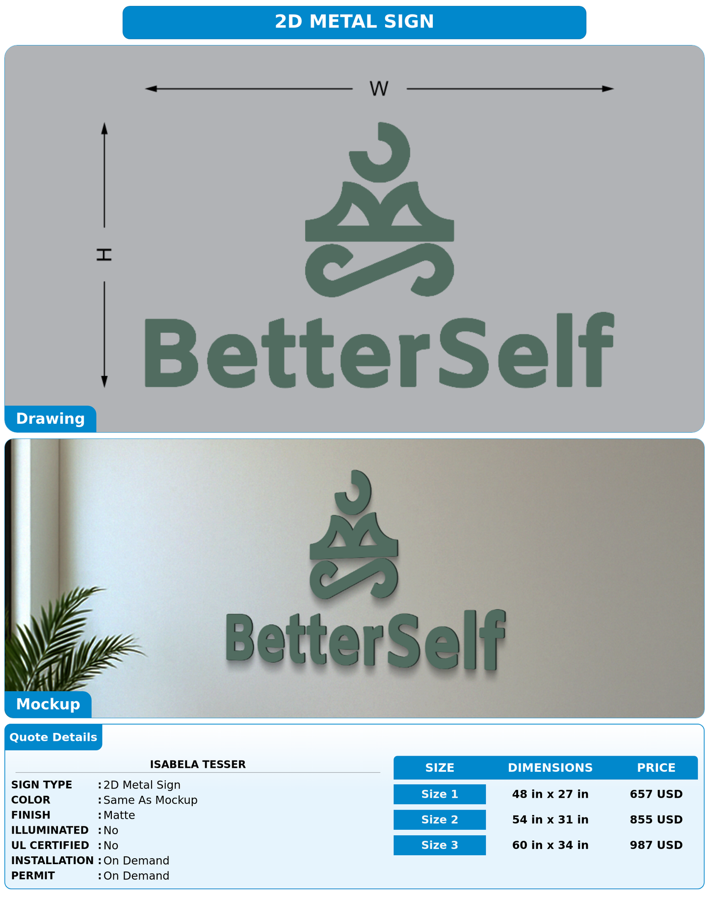 CUSTOM MOCKUP SIGN FOR Isabela Tesser