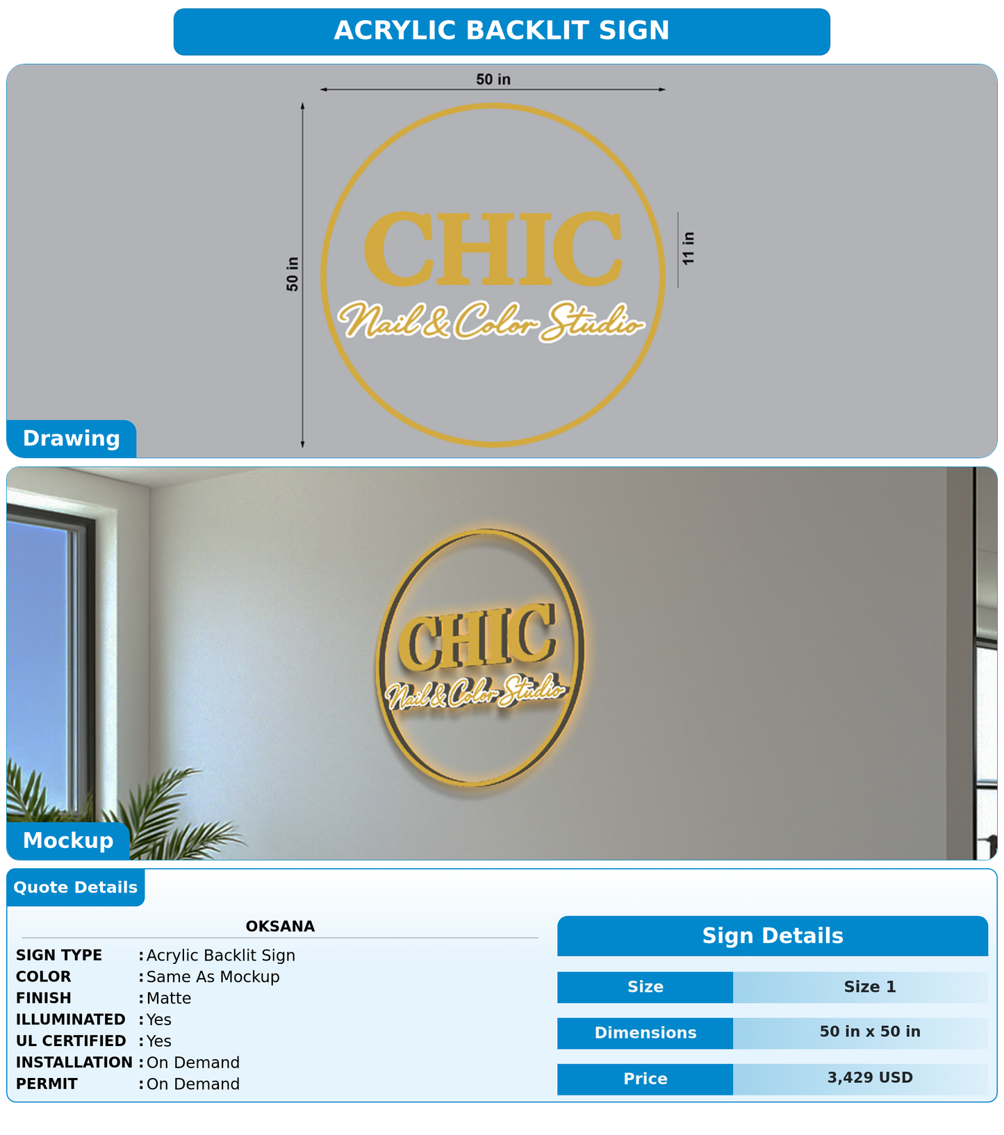 CUSTOM MOCKUP SIGN FOR Oksana