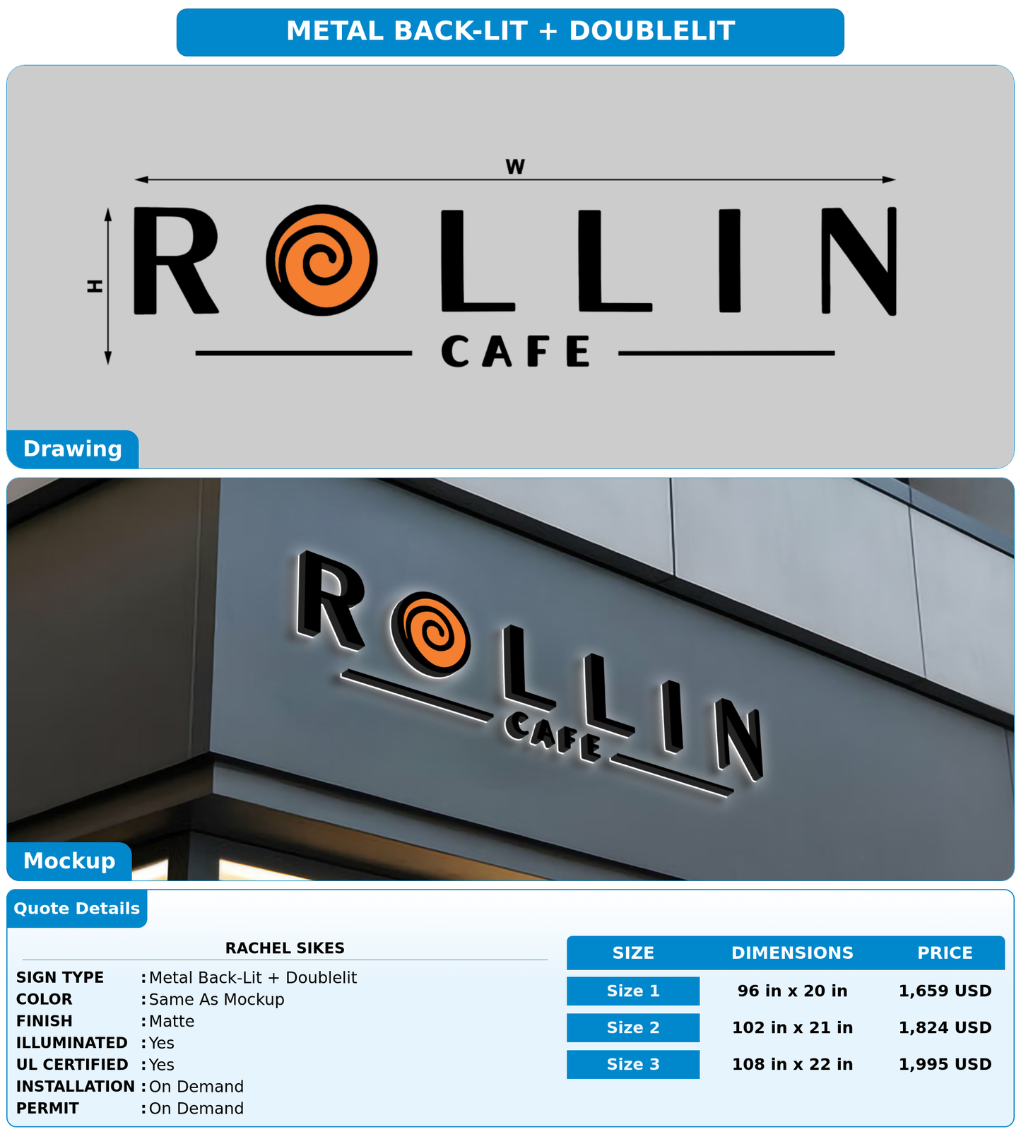 CUSTOM MOCKUP SIGN FOR Rachel Sikes