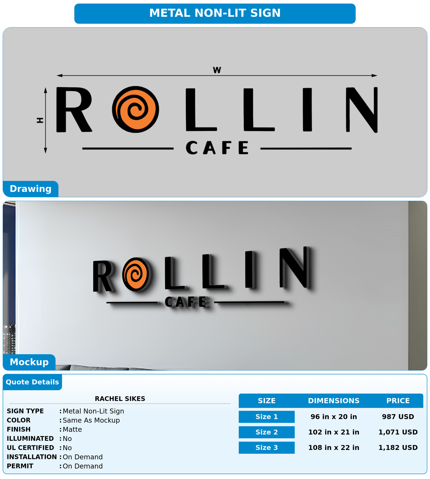 CUSTOM MOCKUP SIGN FOR Rachel Sikes