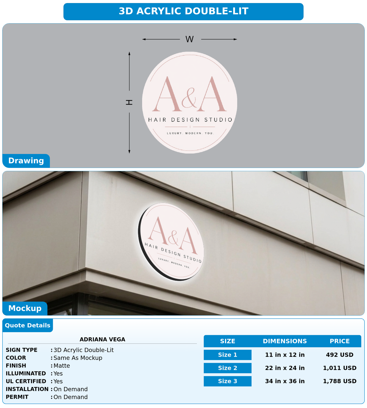 CUSTOM MOCKUP SIGN FOR Adriana vega