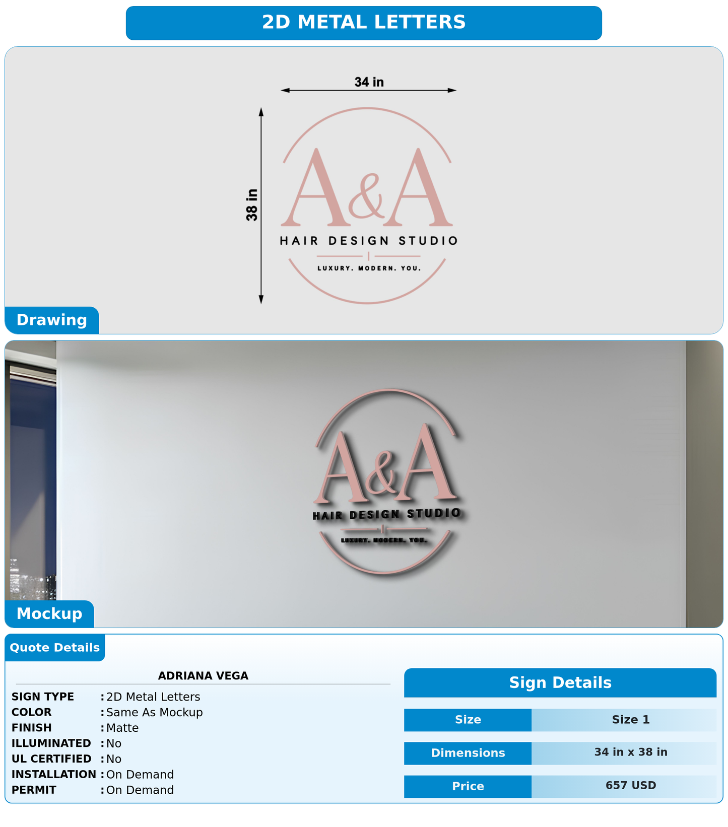CUSTOM MOCKUP SIGN FOR Adriana vega